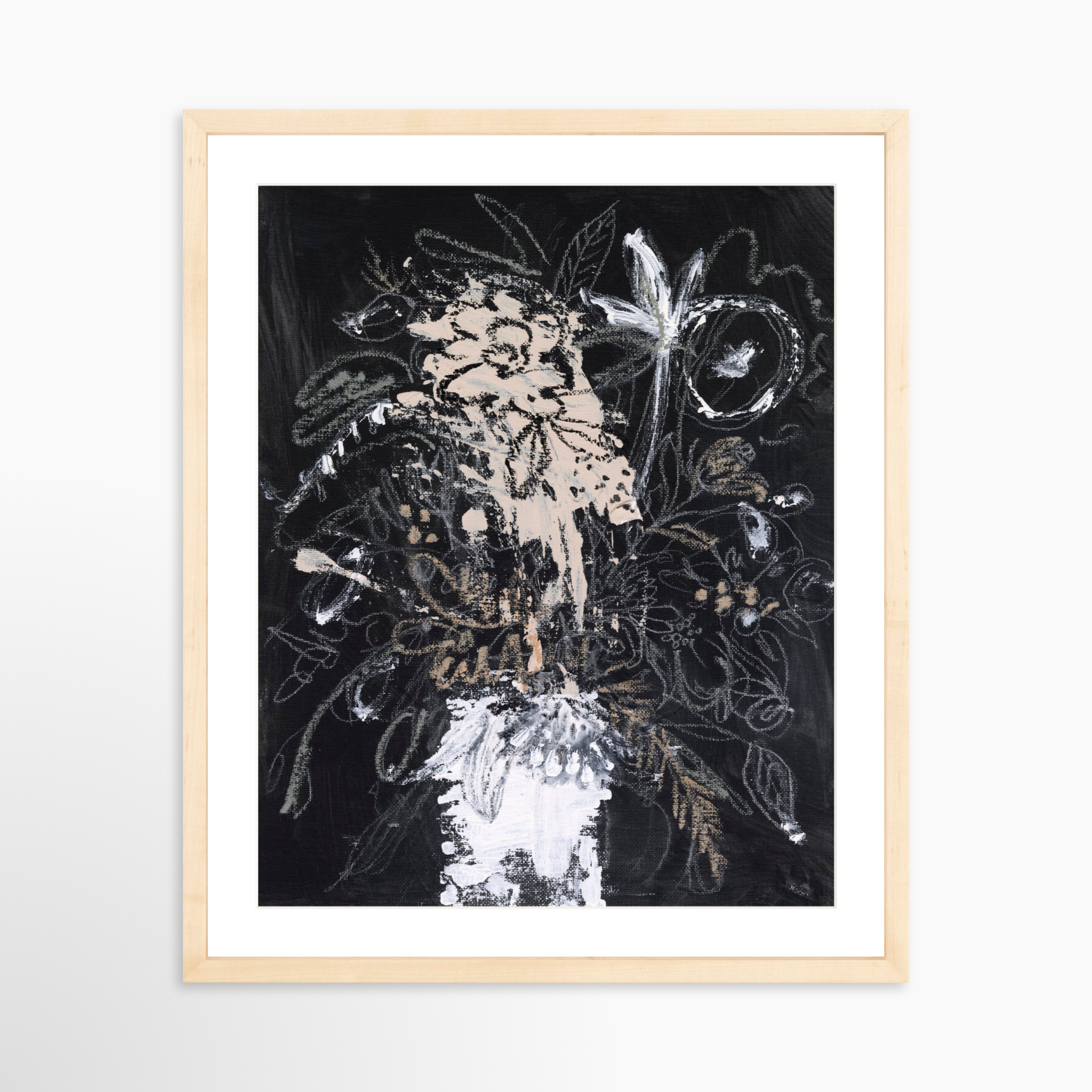 16x20 / Natural Frame + White Mat