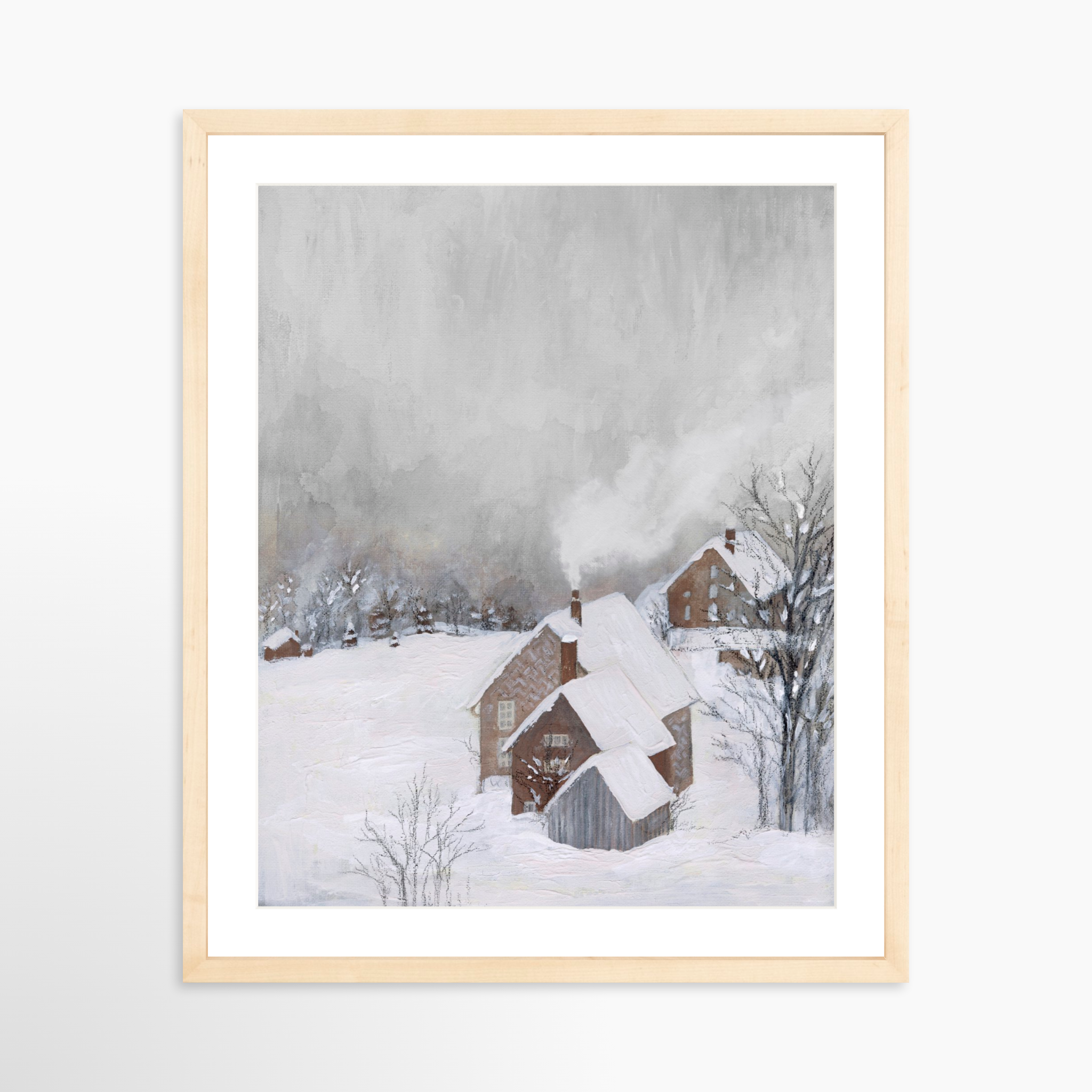 16x20 / Natural Frame + White Mat