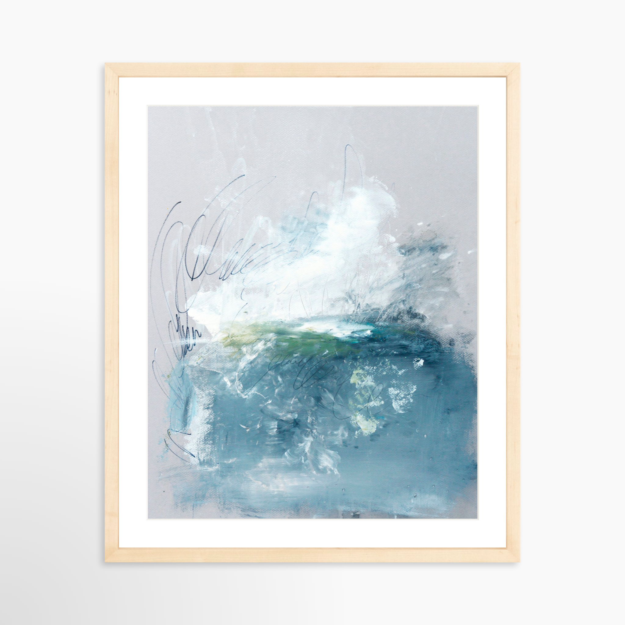 16x20 / Natural Frame + White Mat
