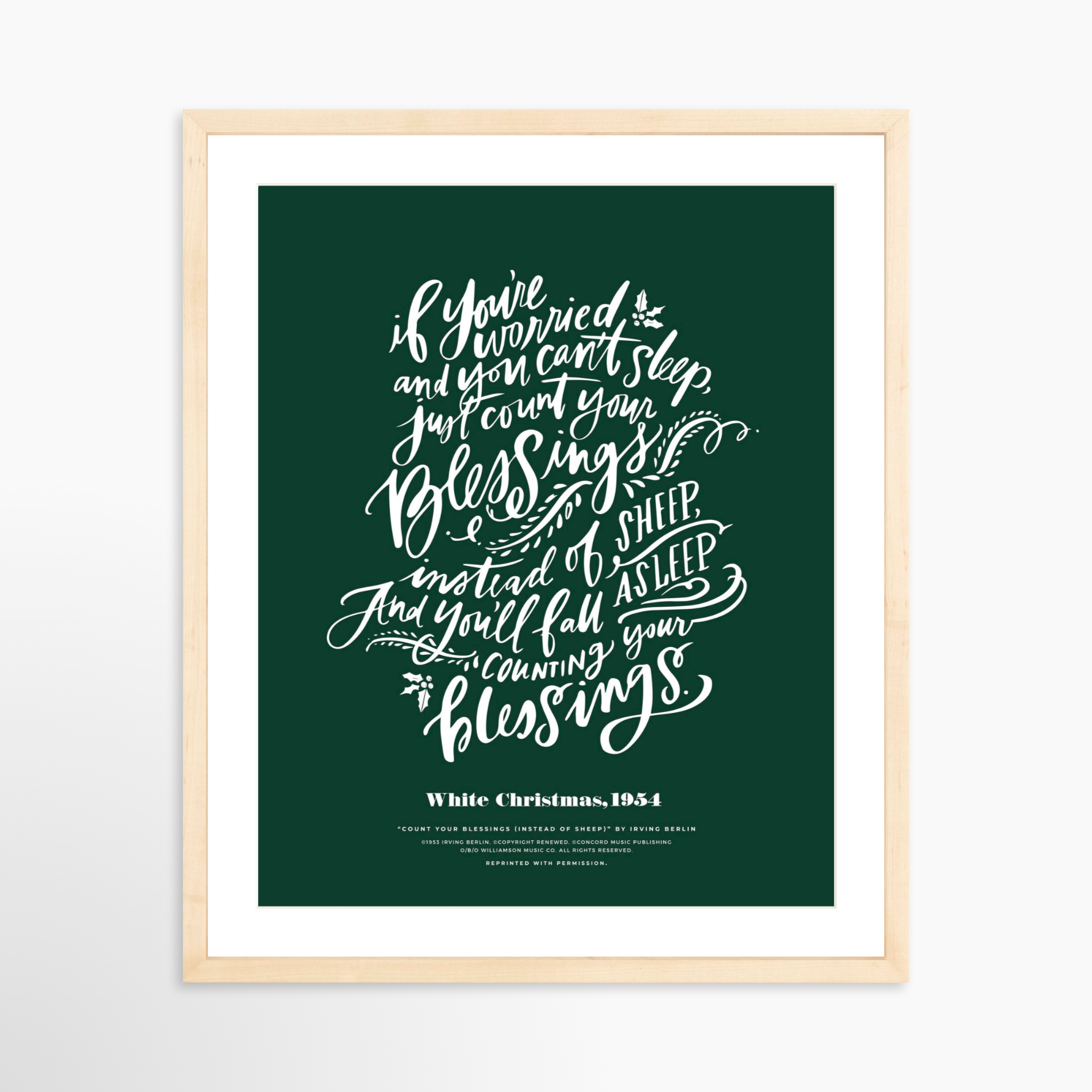 16x20 / Natural Frame + White Mat