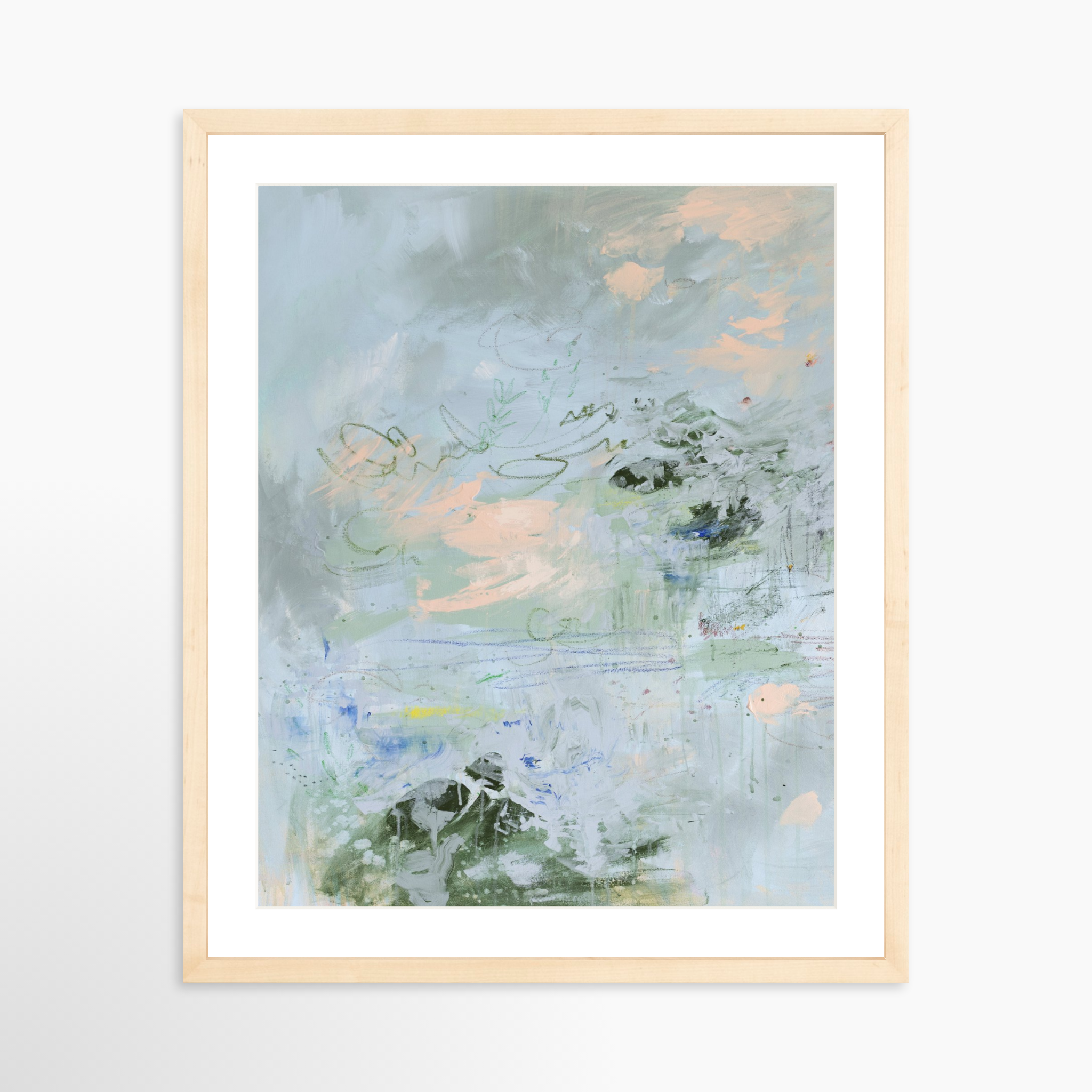 16x20 / Natural Frame + White Mat