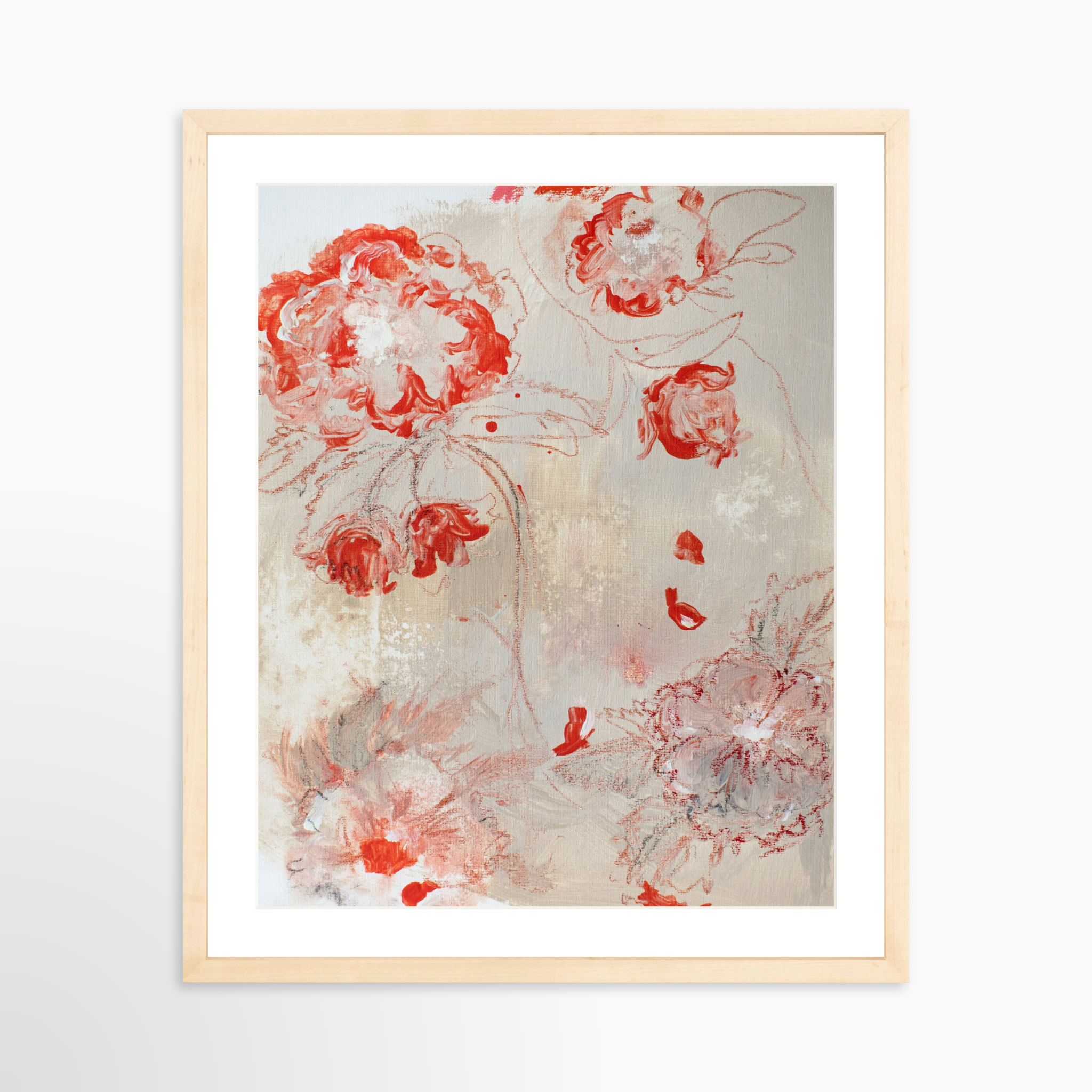 16x20 / Natural Frame + White Mat