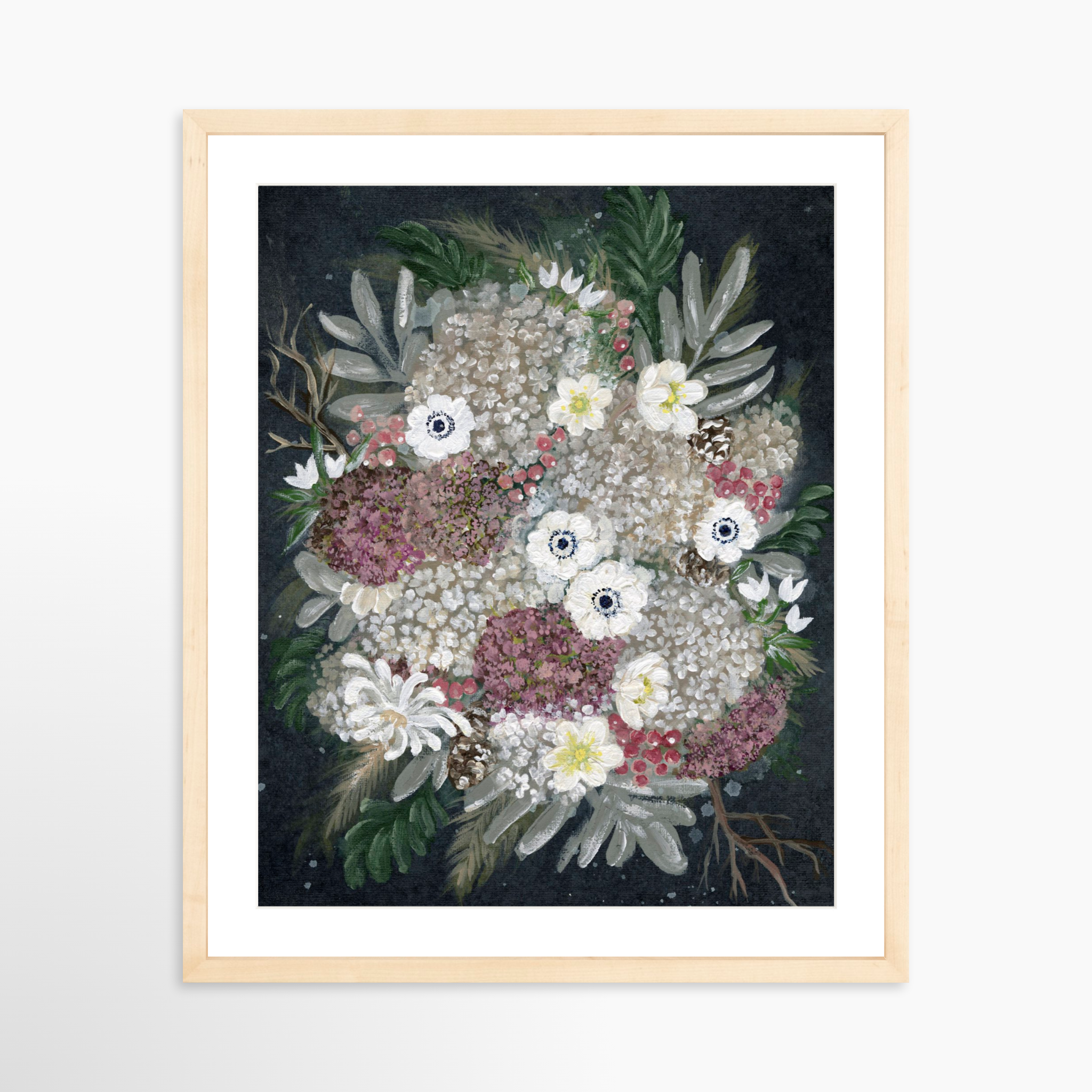 16x20 / Natural Frame + White Mat