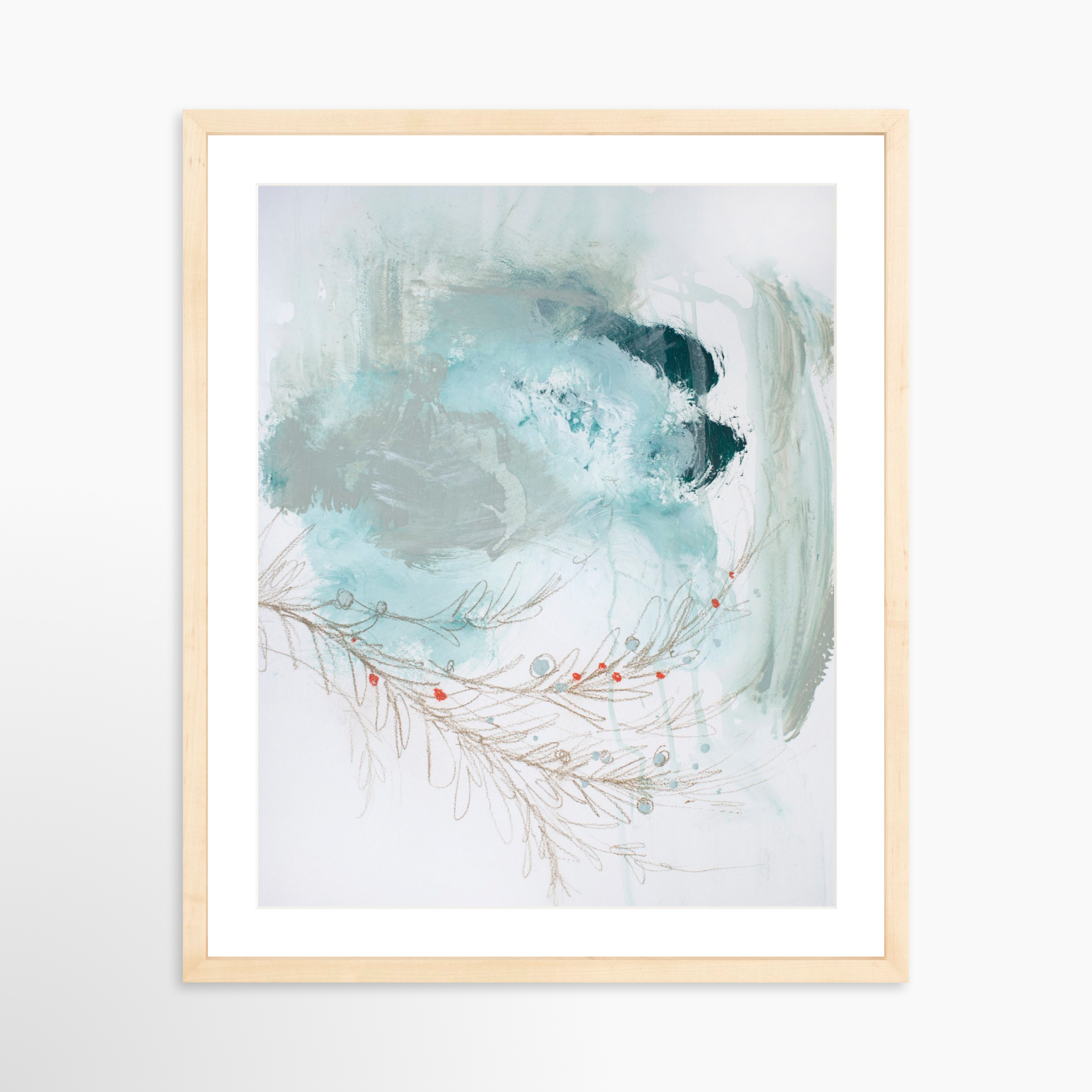 16x20 / Natural Frame + White Mat