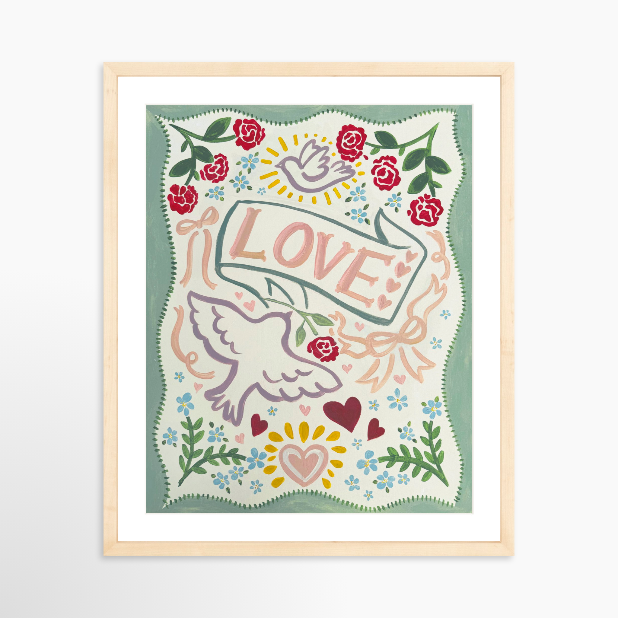 16x20 / Natural Frame + White Mat