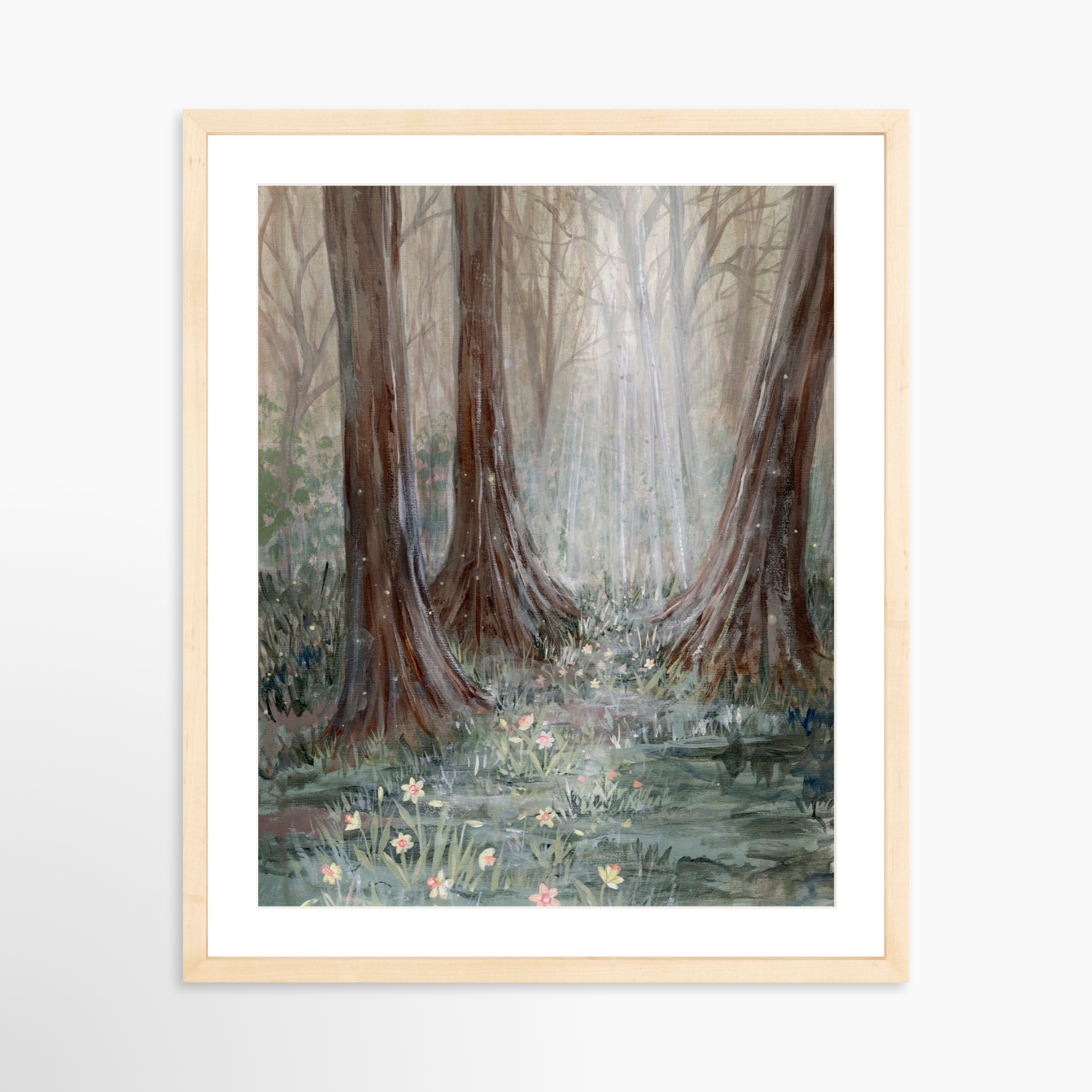 16x20 / Natural Frame + White Mat