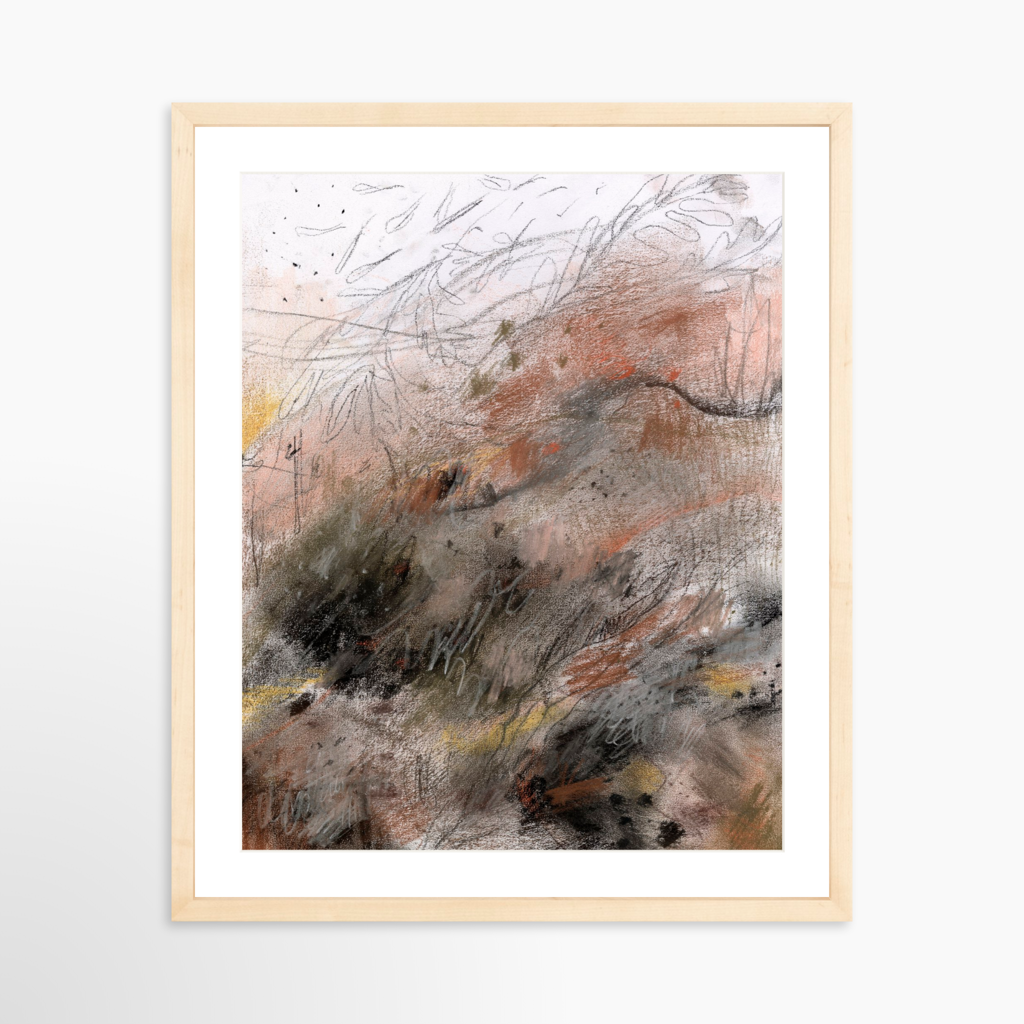 16x20 / Natural Frame + White Mat