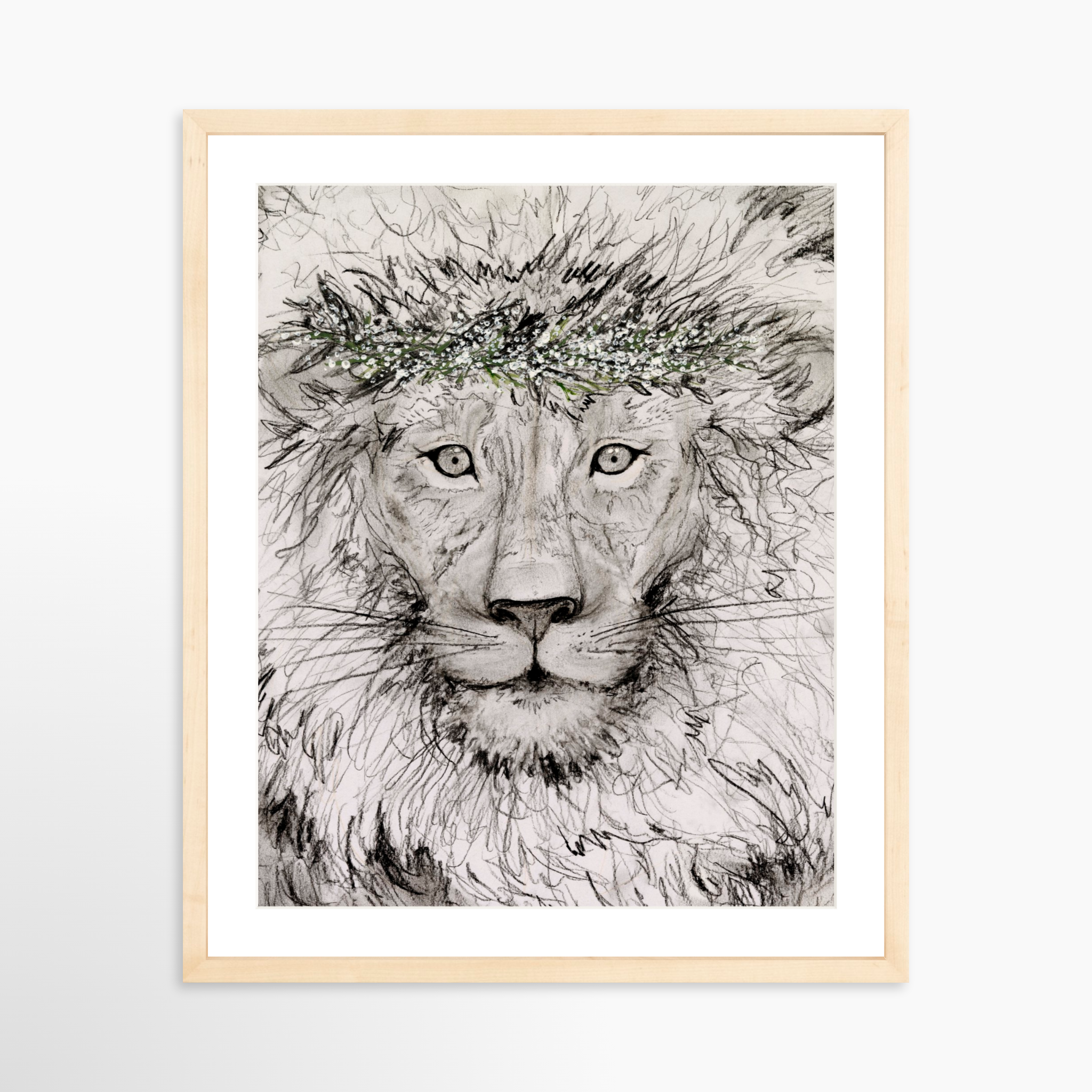 16x20 / Natural Frame + White Mat