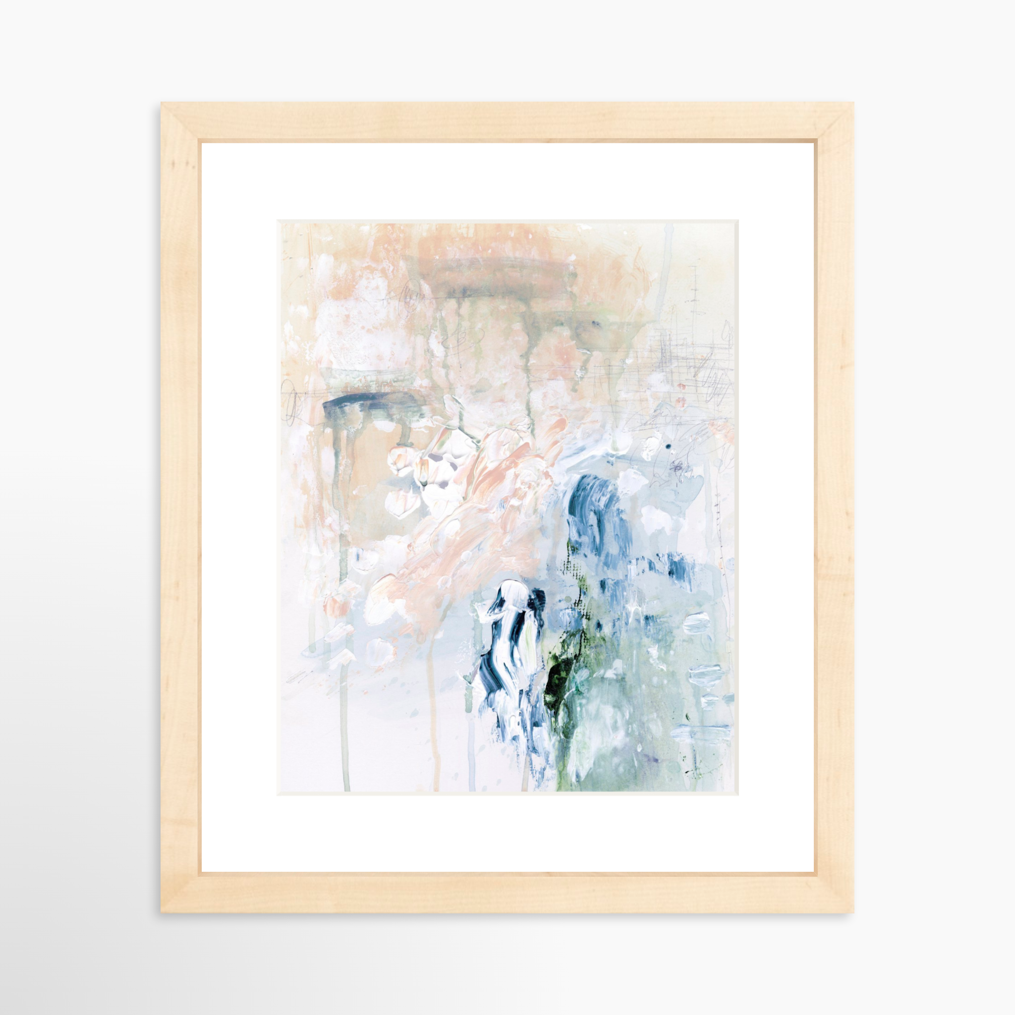 8x10 / Natural Frame + White Mat