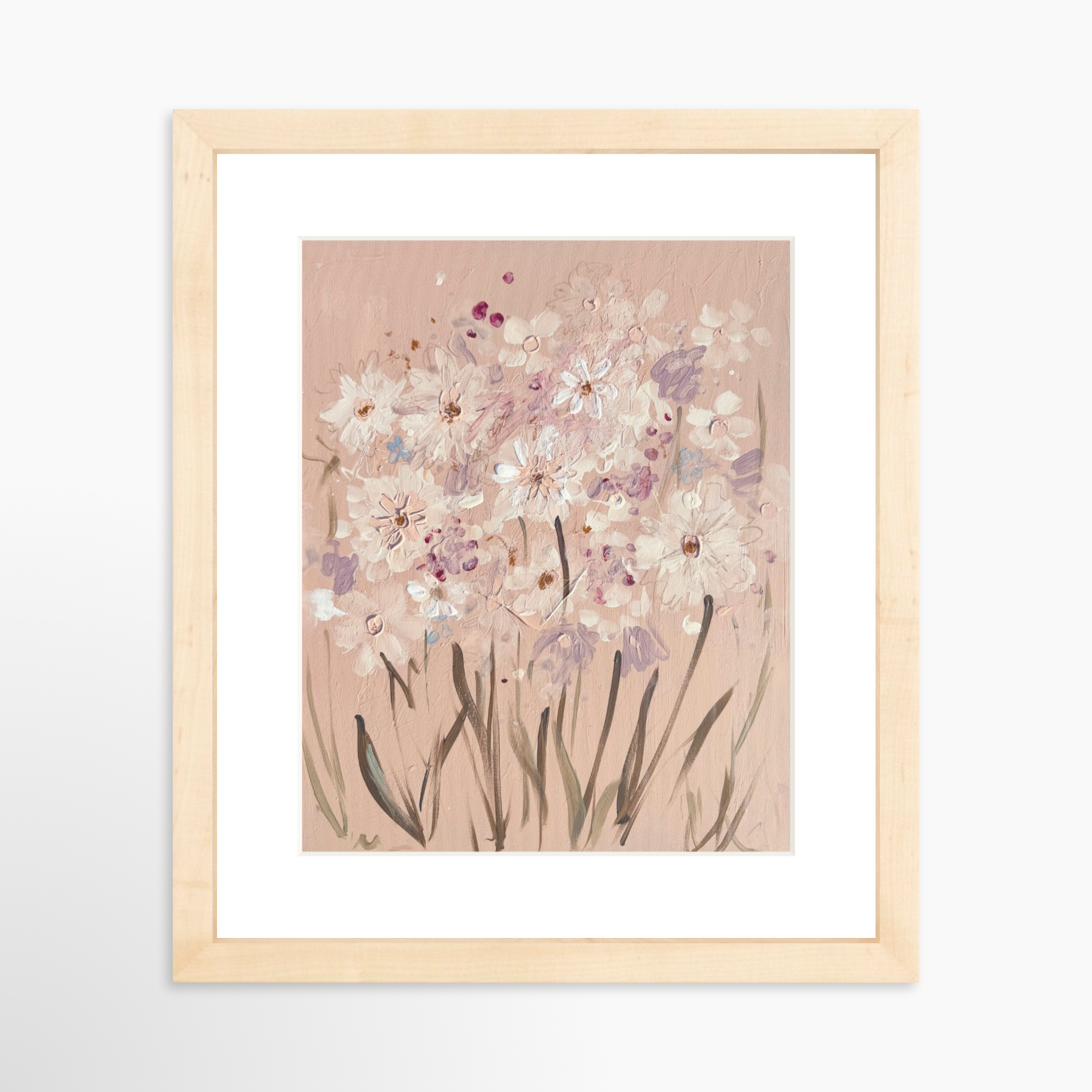 8x10 / Natural Frame + White Mat