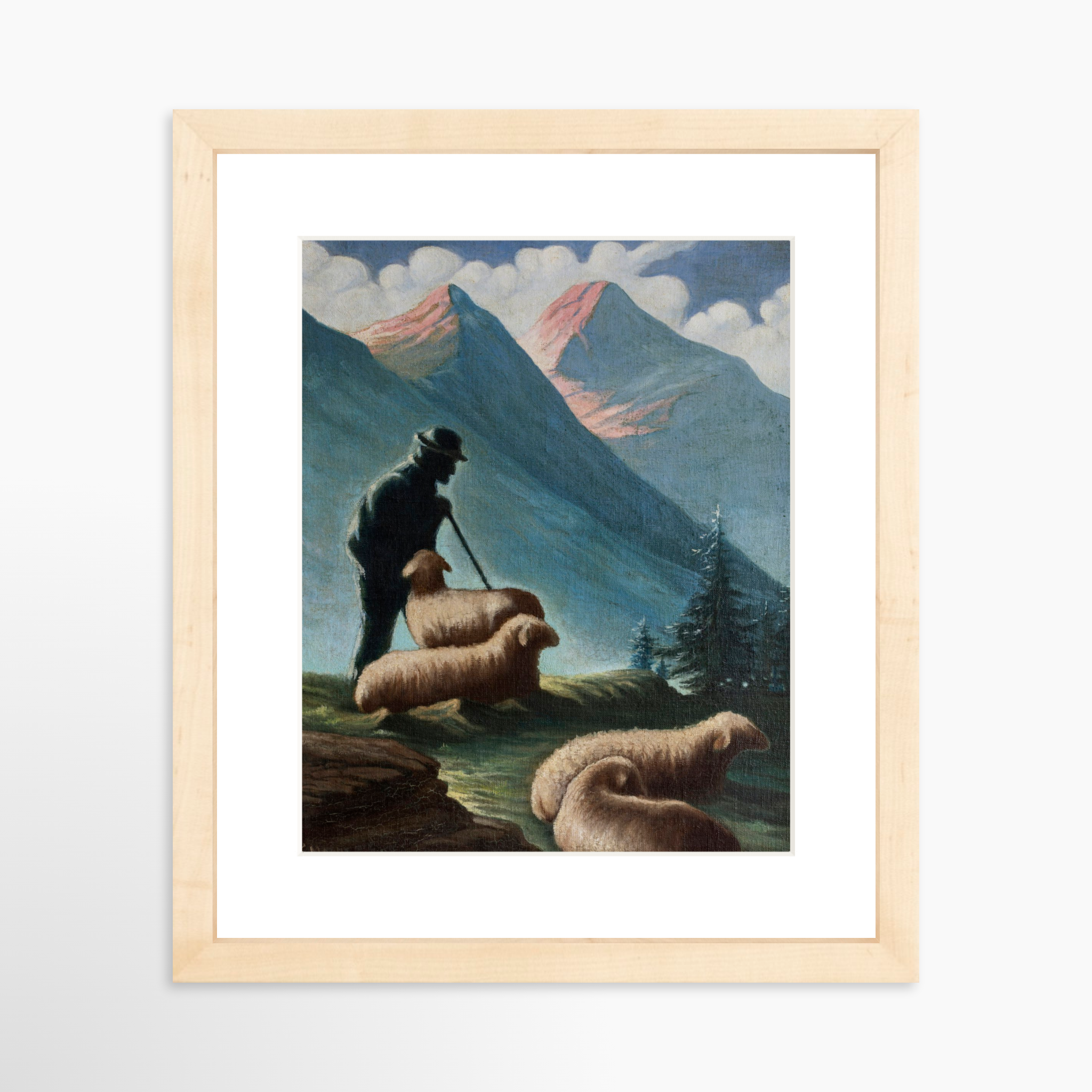 8x10 / Natural Frame + White Mat