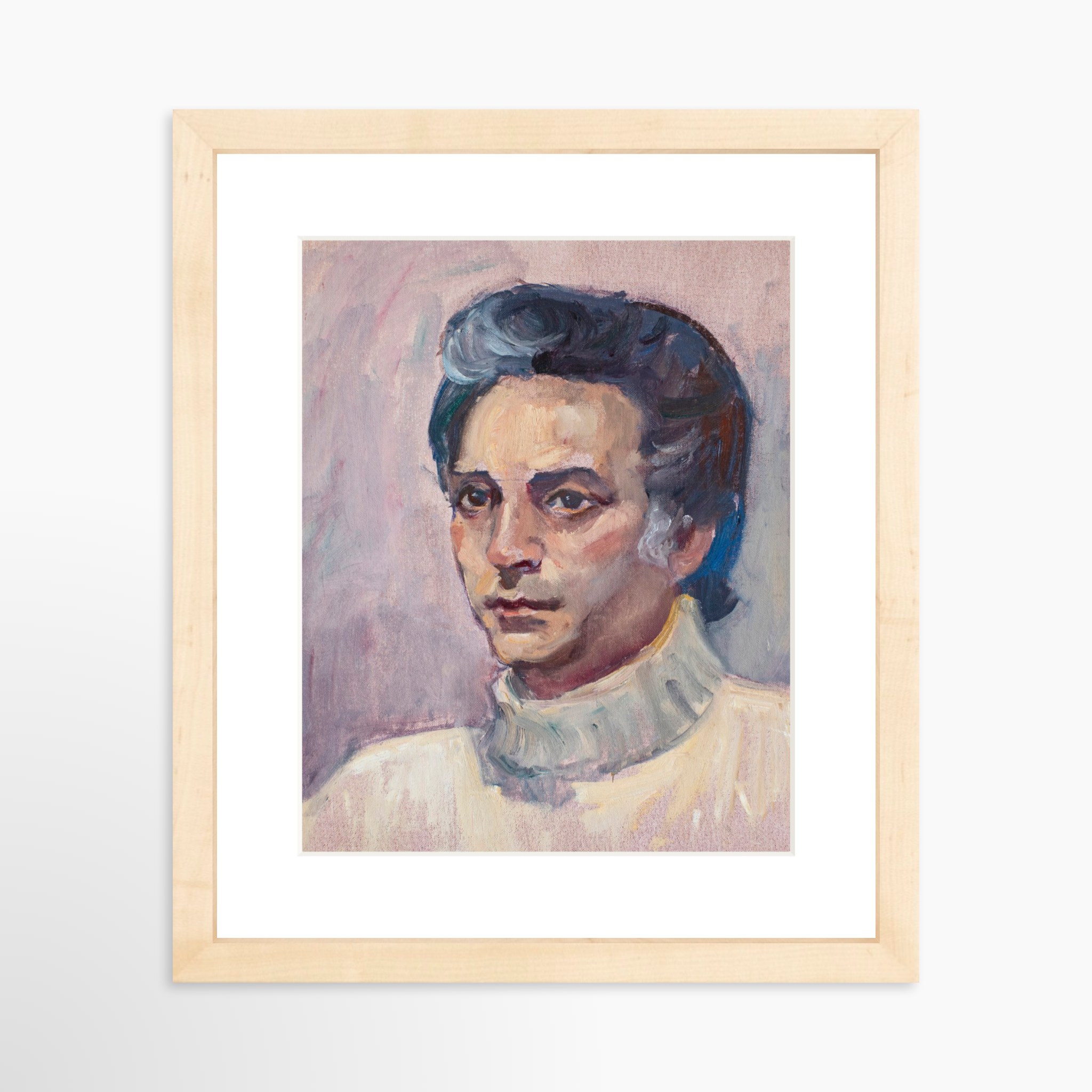 8x10 / Natural Frame + White Mat