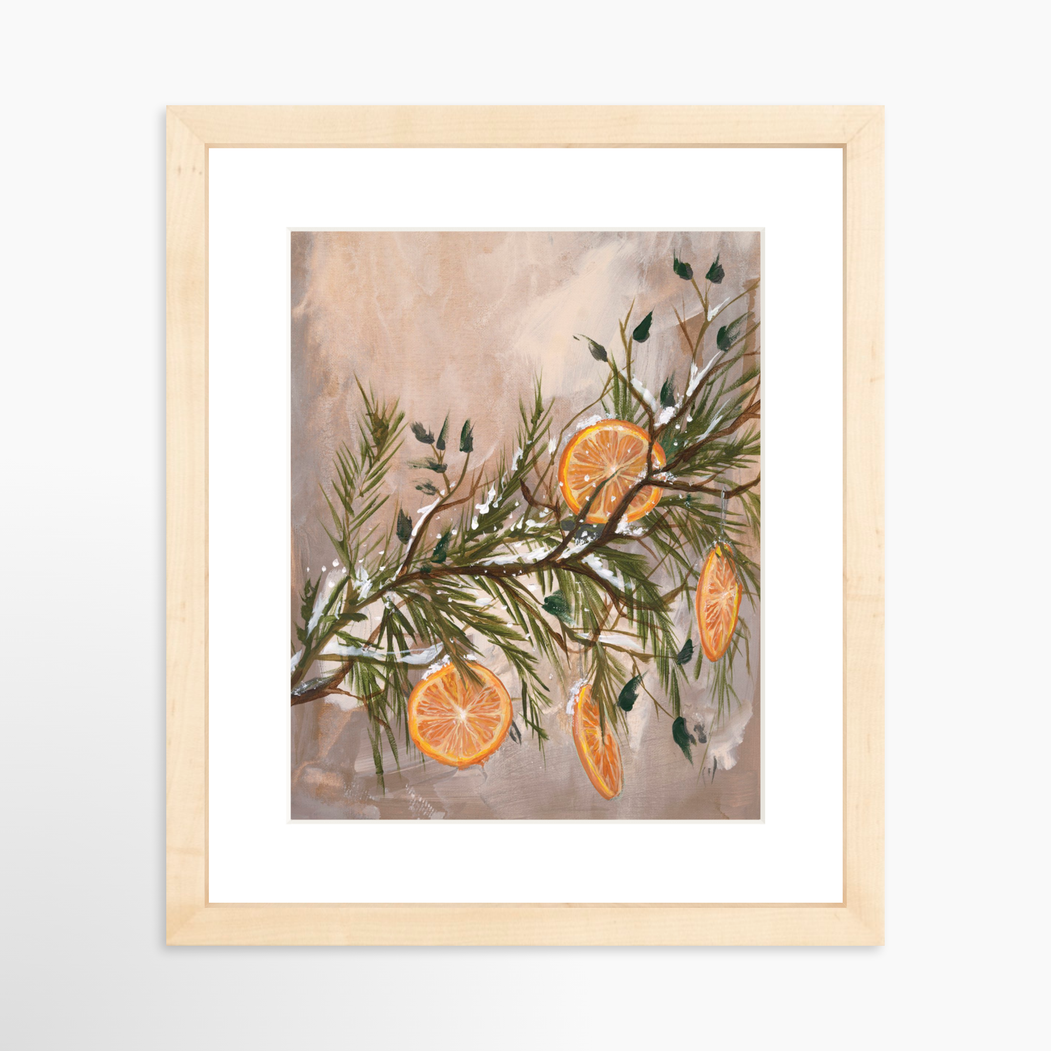 8x10 / Natural Frame + White Mat
