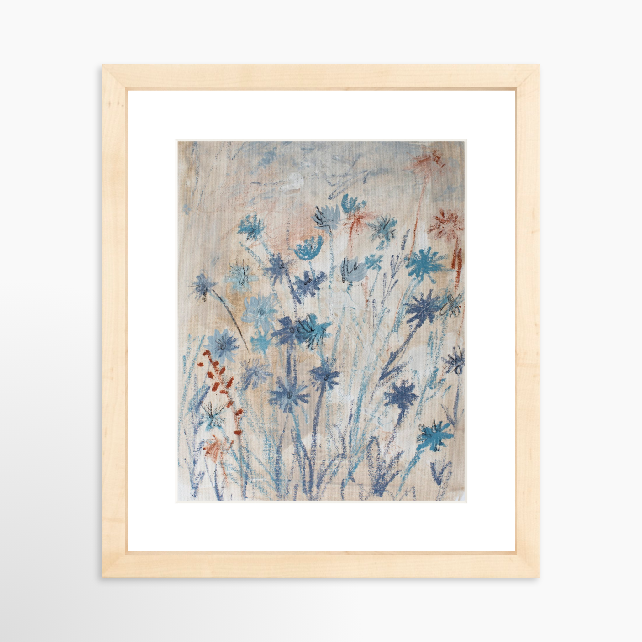 8x10 / Natural Frame + White Mat