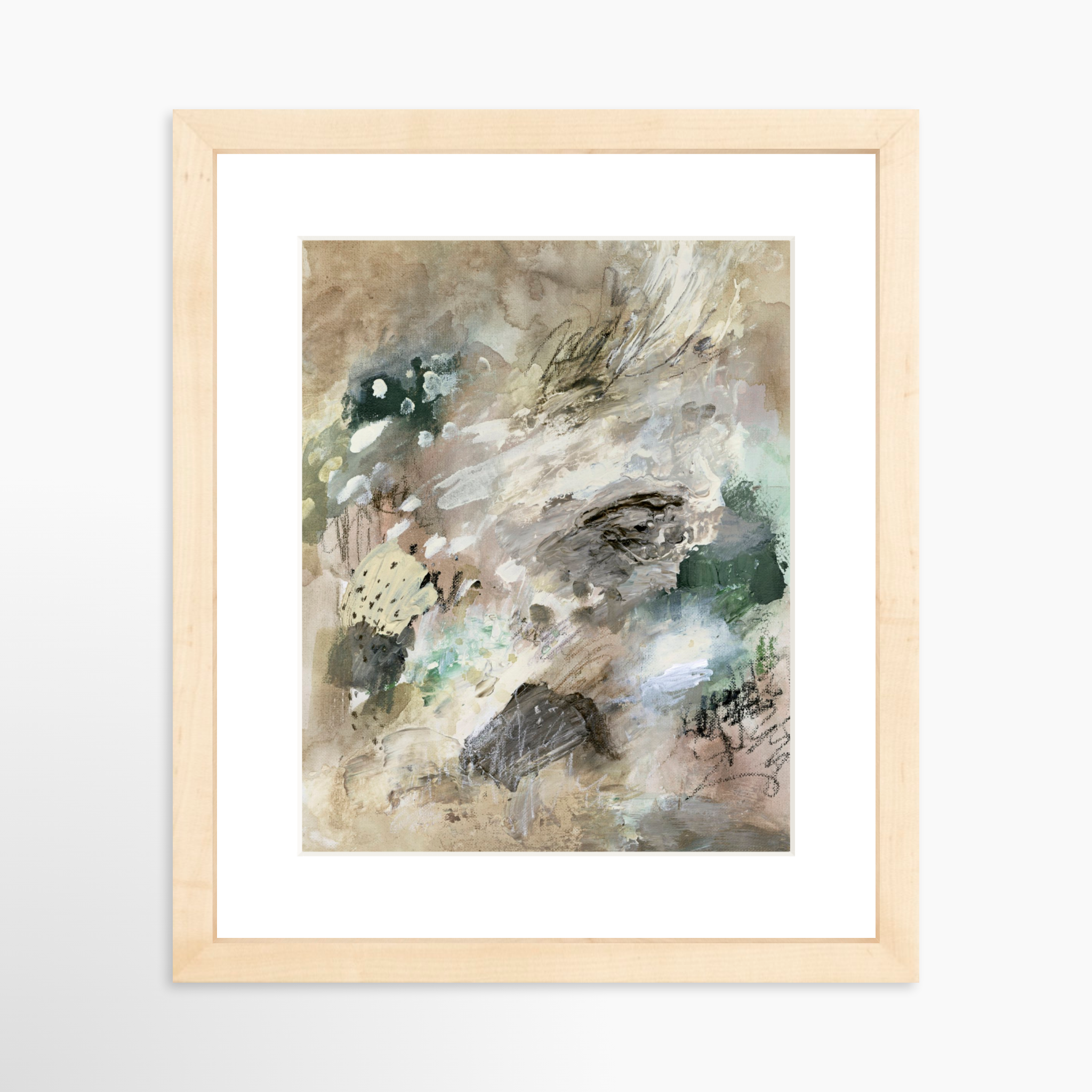 8x10 / Natural Frame + White Mat