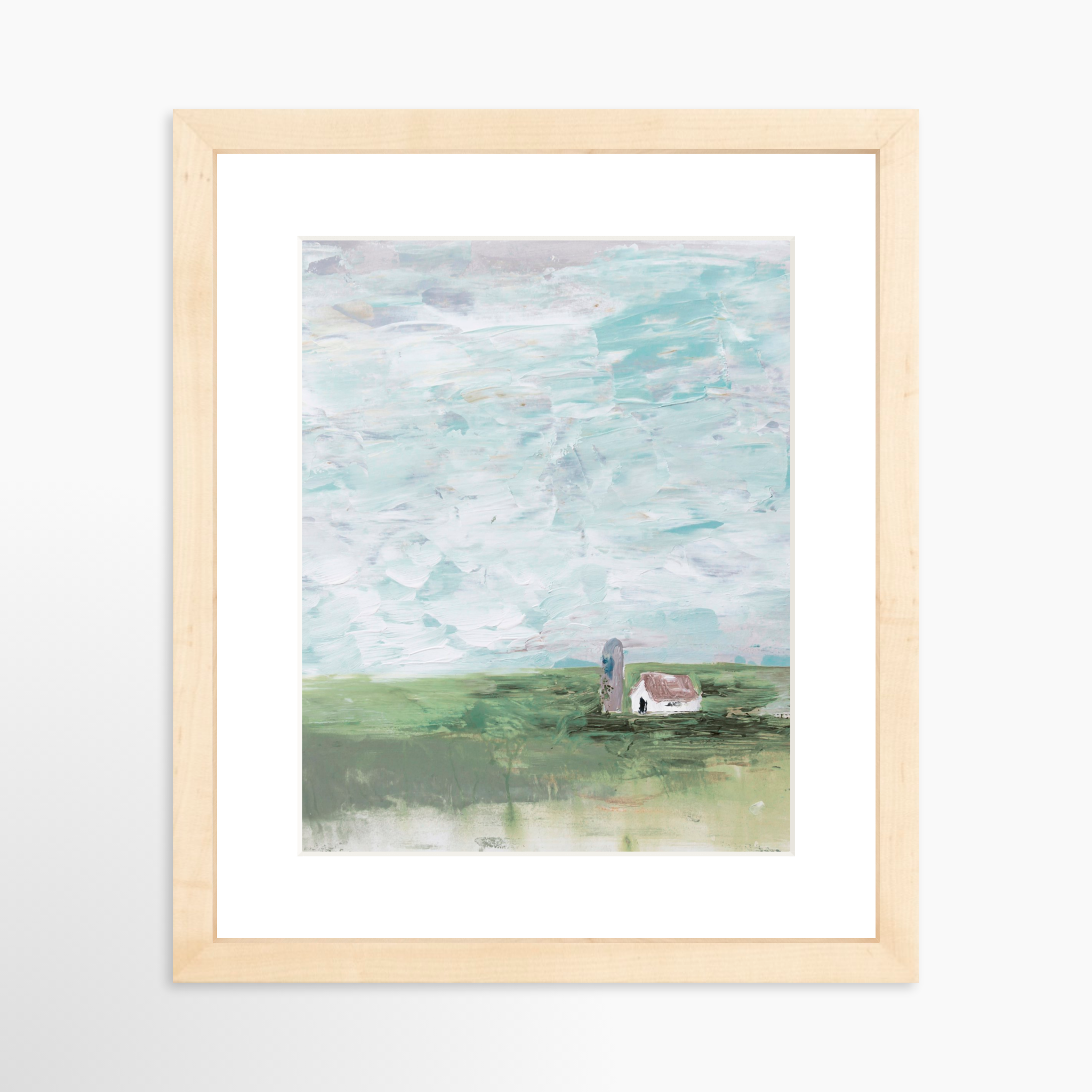 8x10 / Natural Frame + White Mat