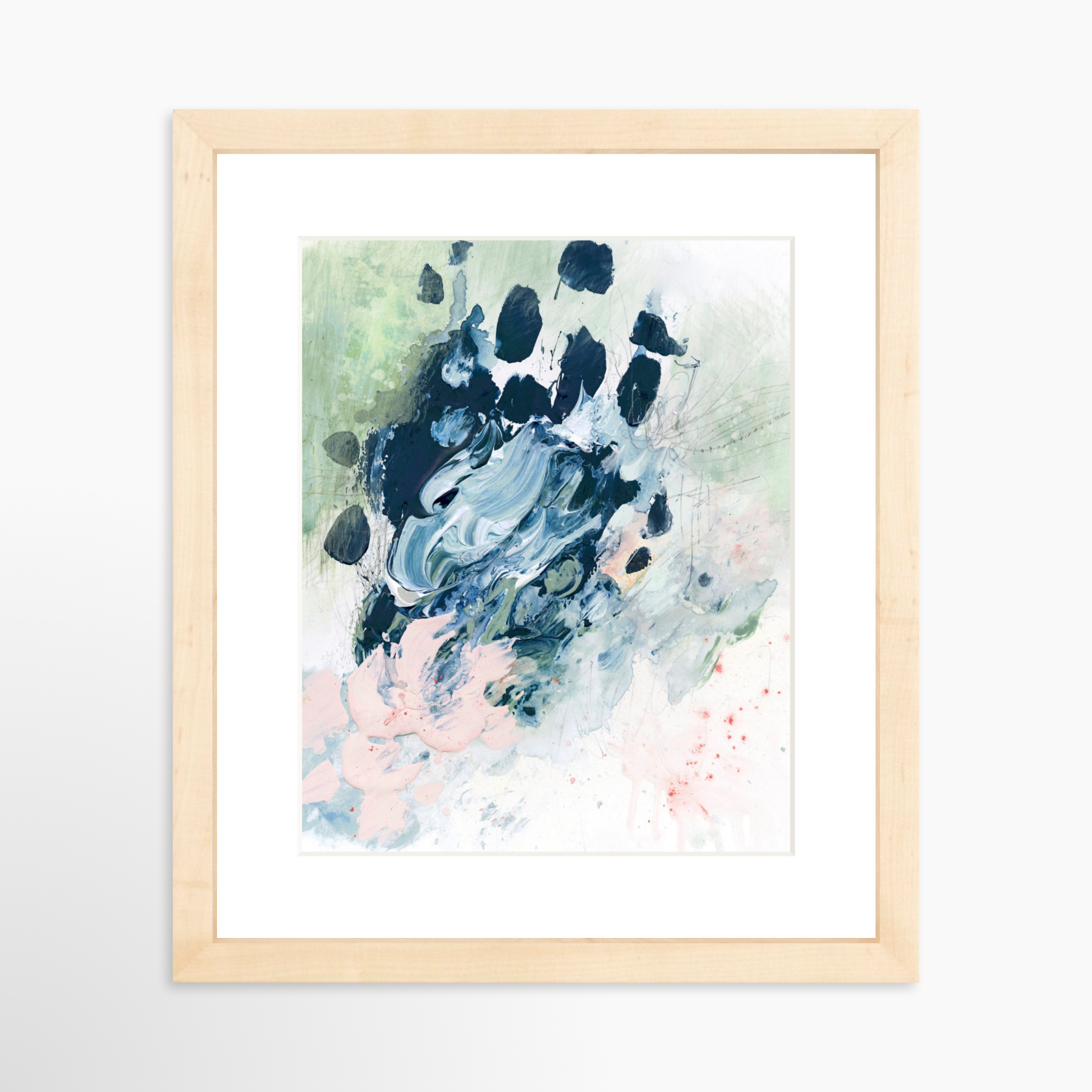 8x10 / Natural Frame + White Mat