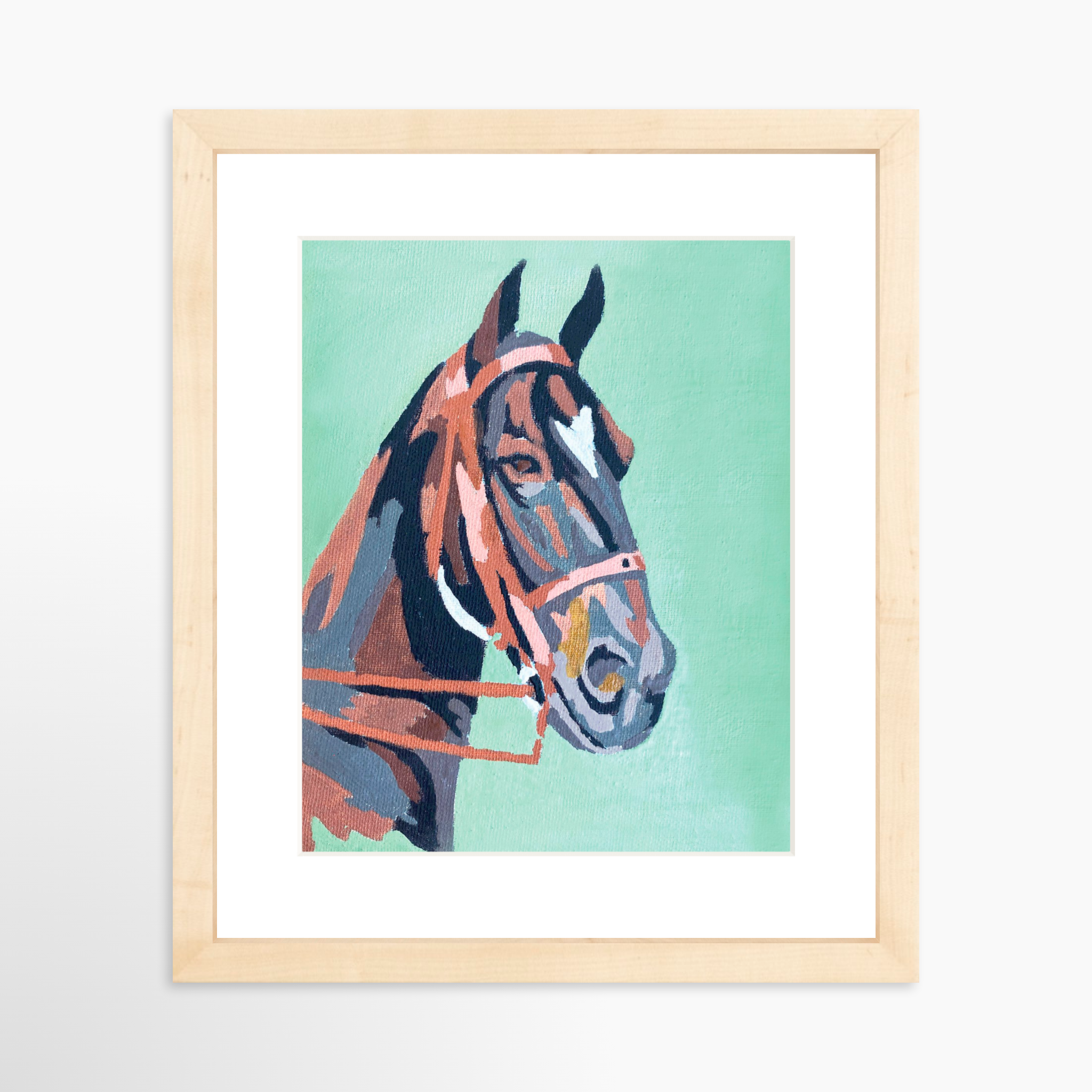 8x10 / Natural Frame + White Mat