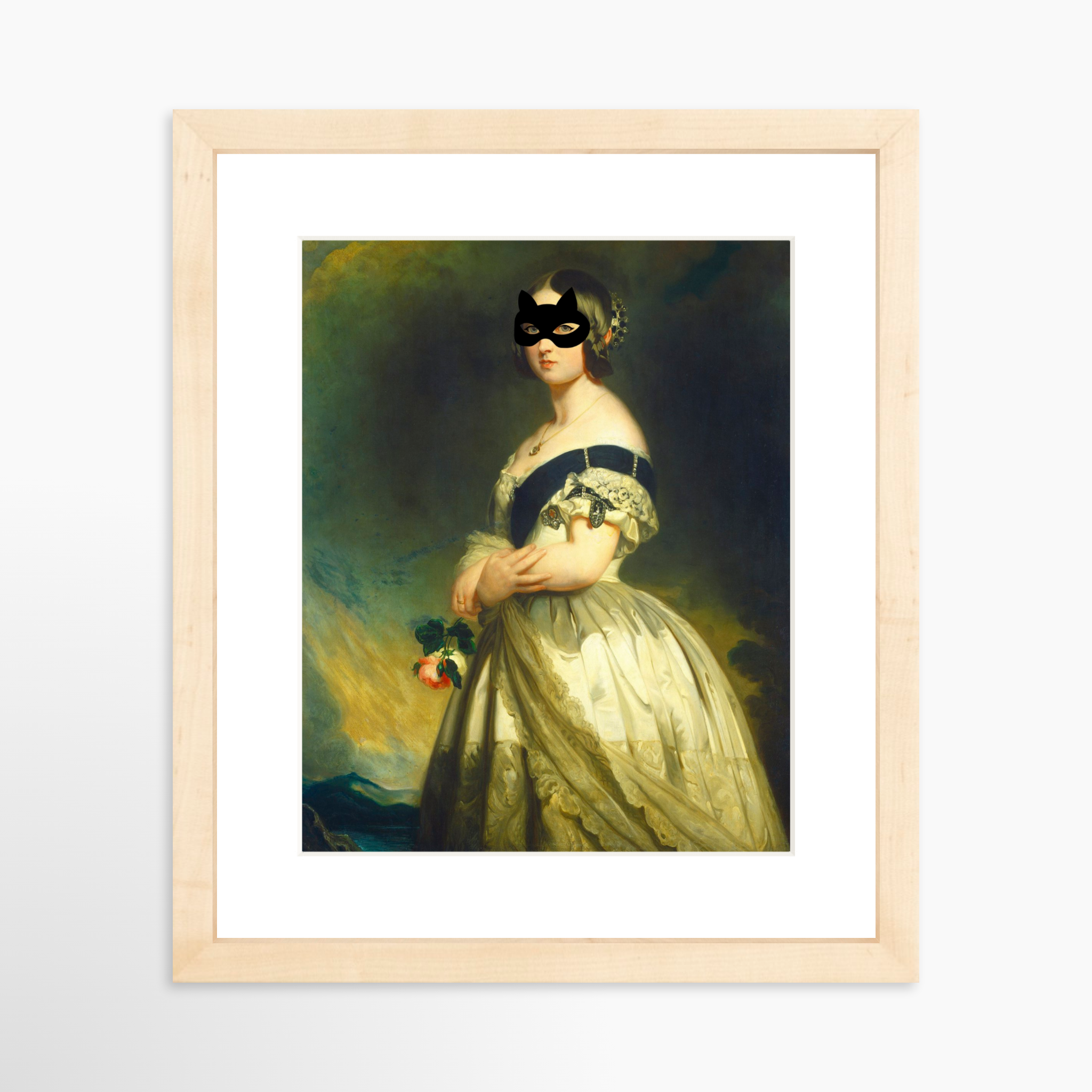 8x10 / Natural Frame + White Mat