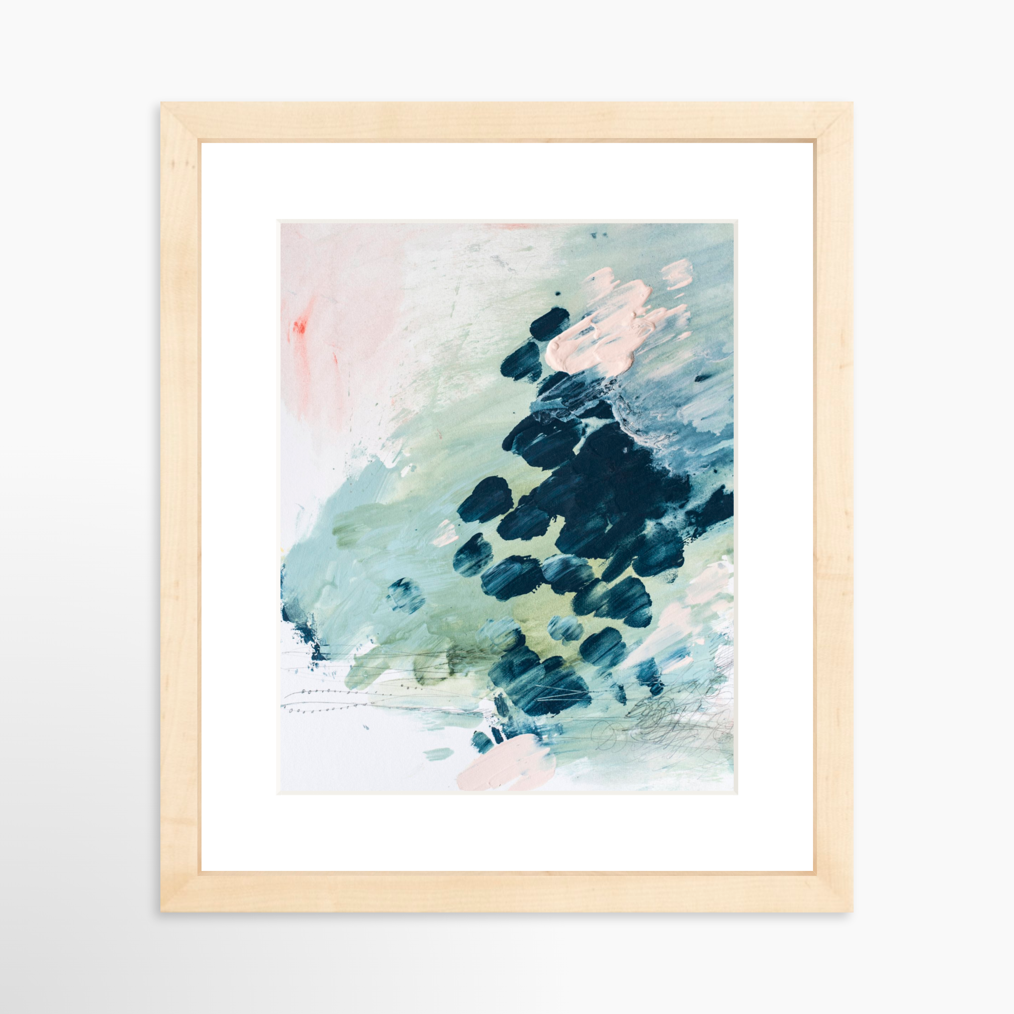 8x10 / Natural Frame + White Mat