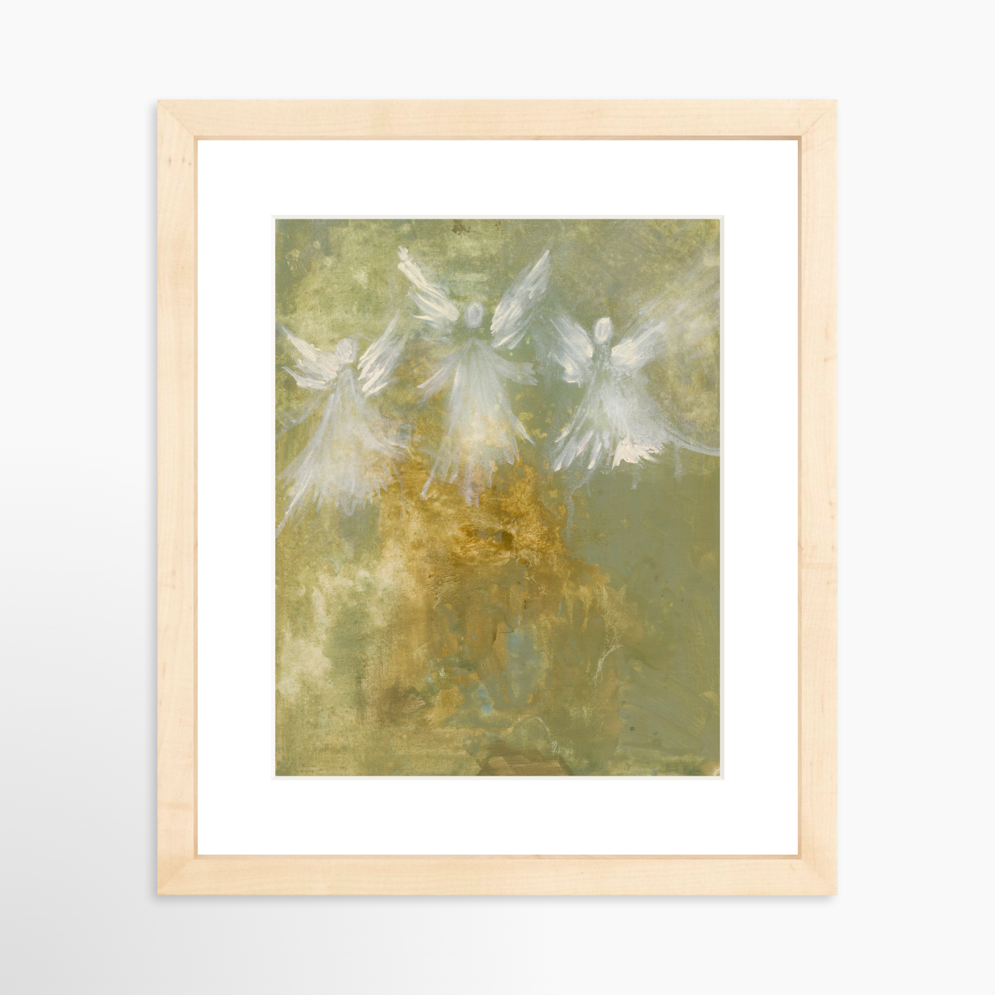 8x10 / Natural Frame + White Mat