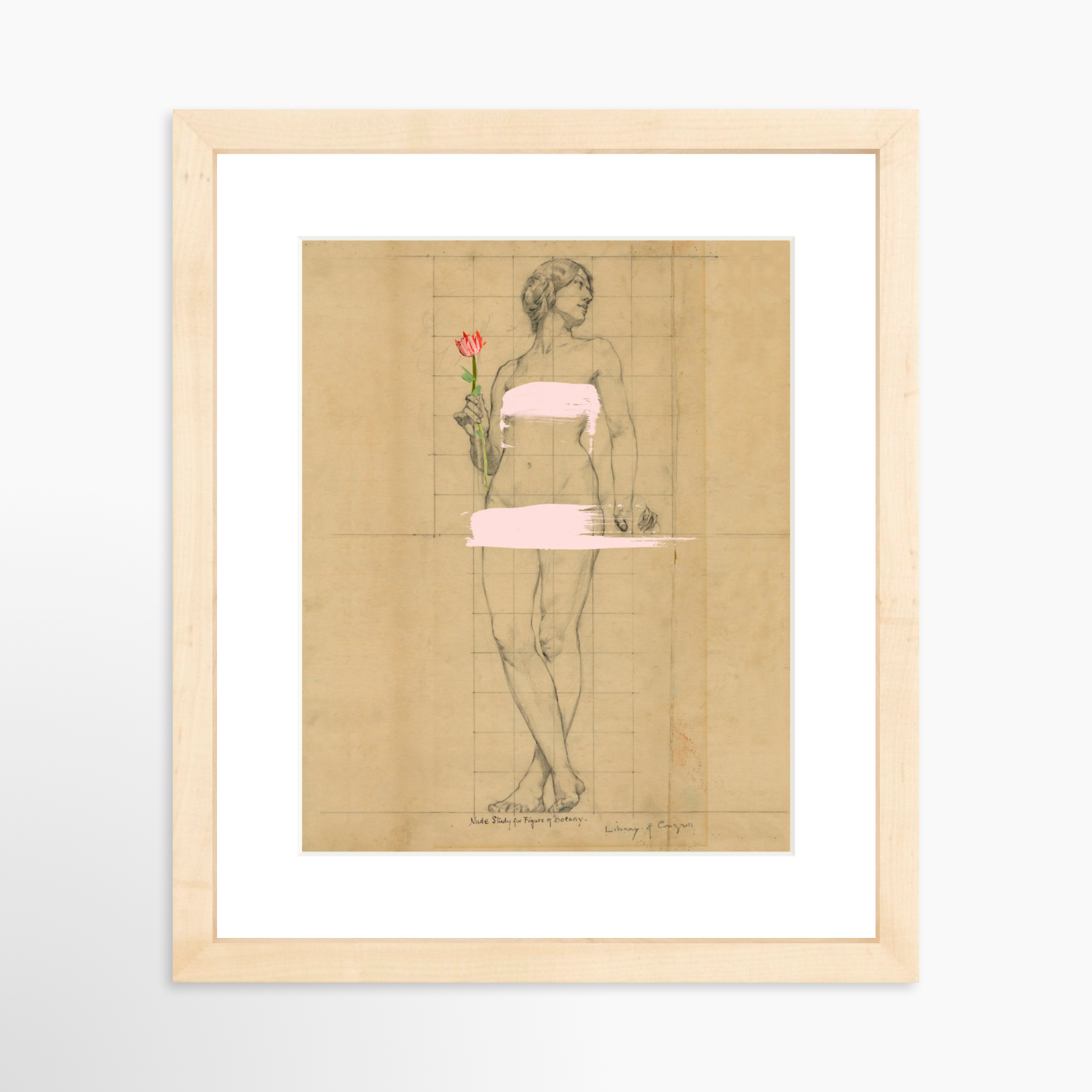 8x10 / Natural Frame + White Mat