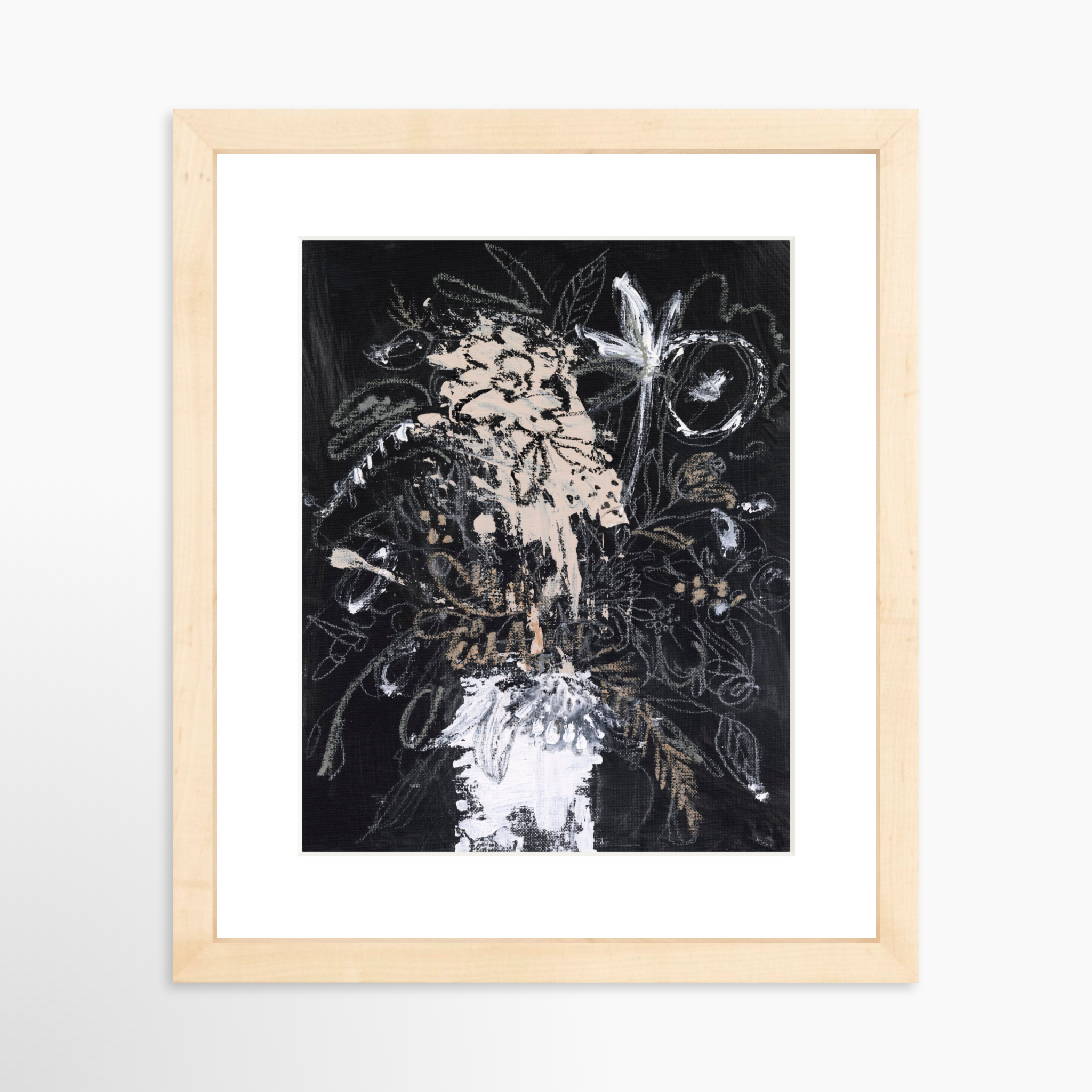 8x10 / Natural Frame + White Mat