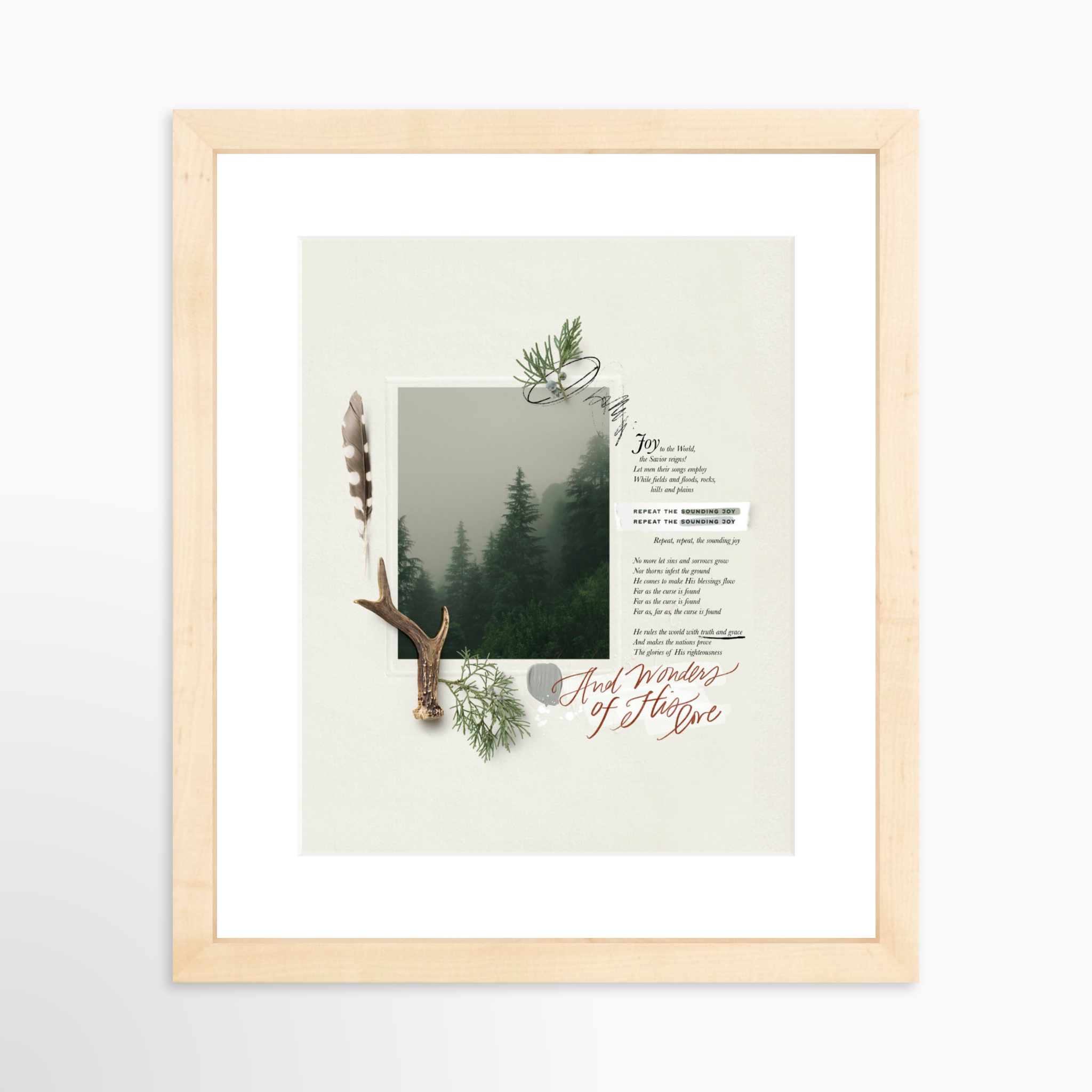 8x10 / Natural Frame + White Mat