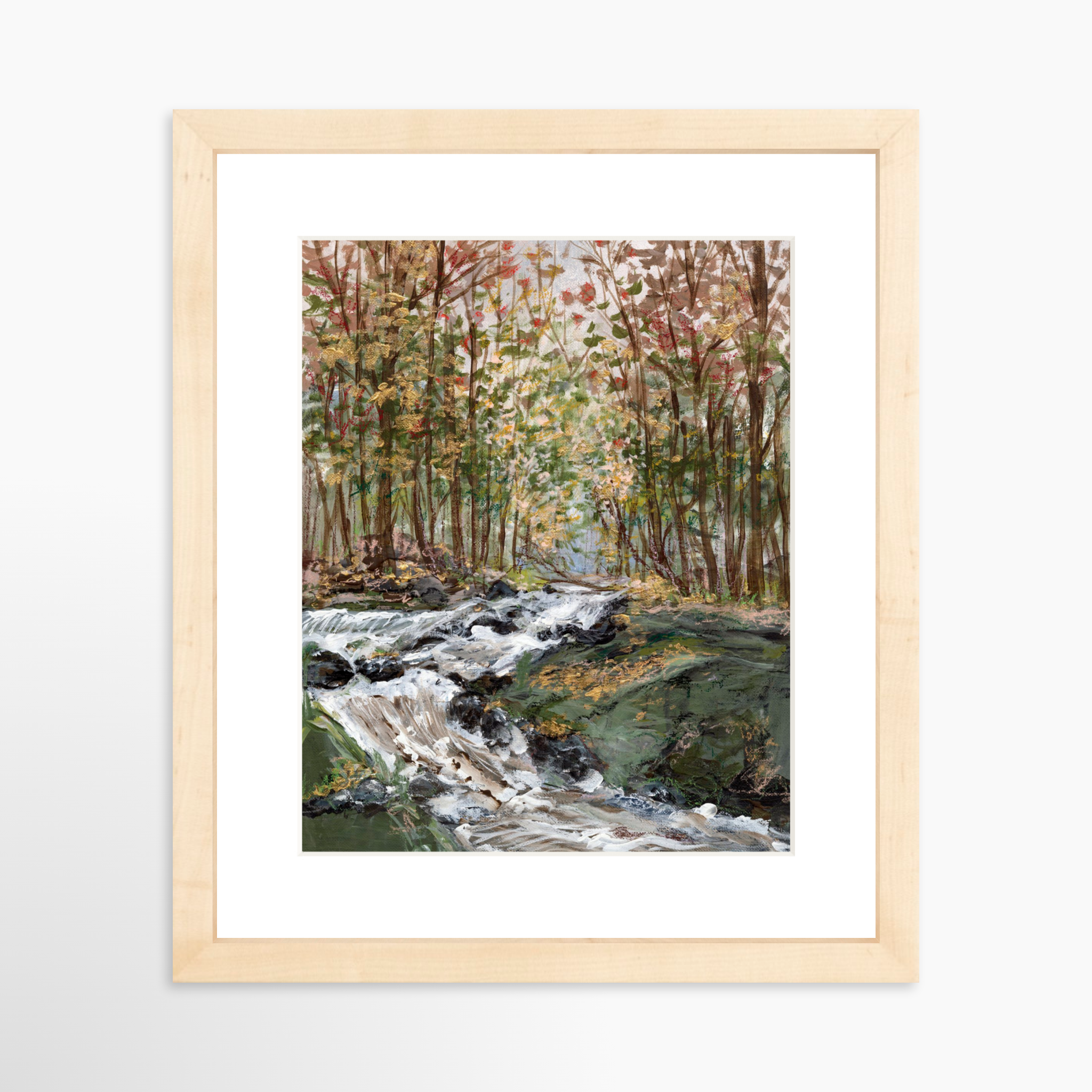 8x10 / Natural Frame + White Mat