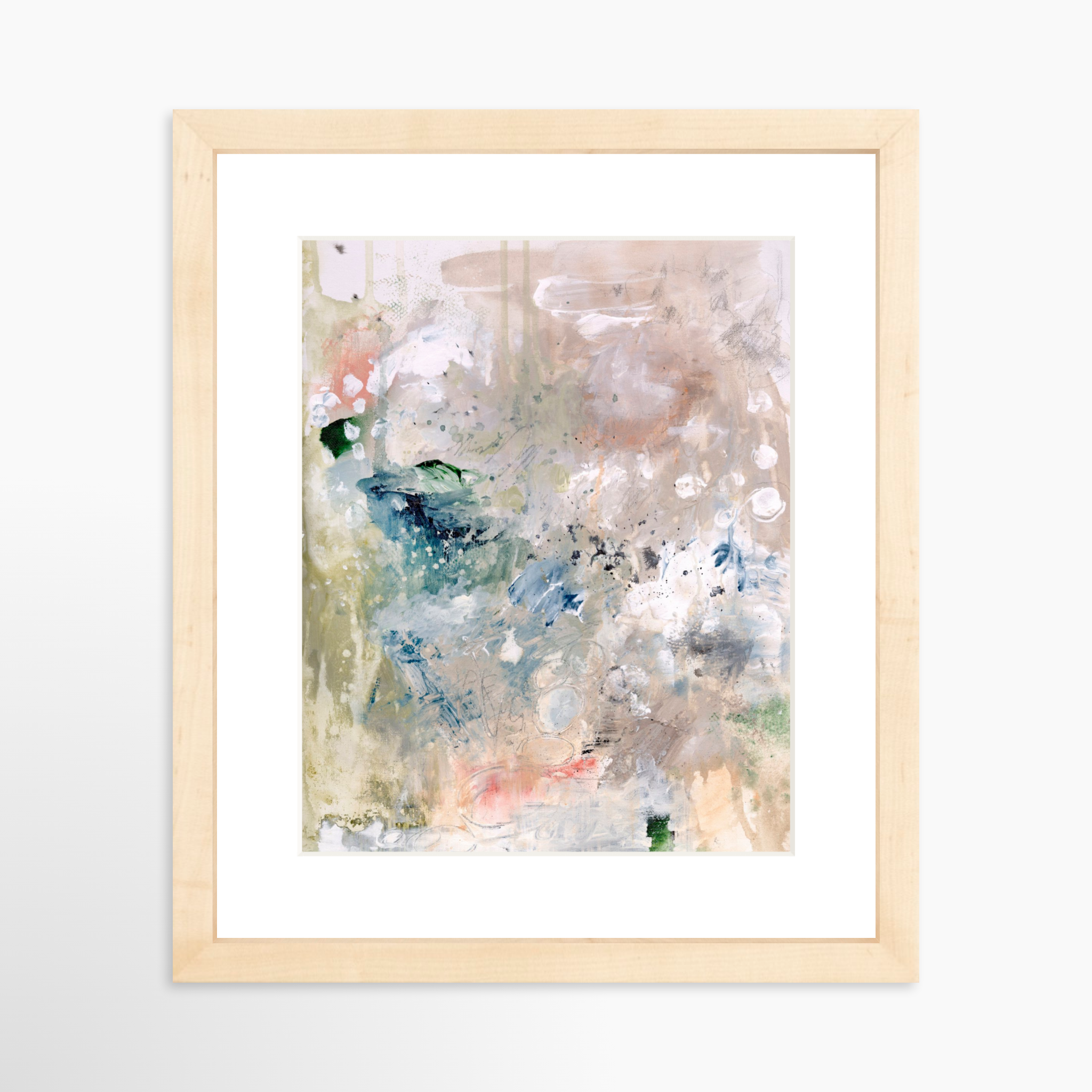 8x10 / Natural Frame + White Mat