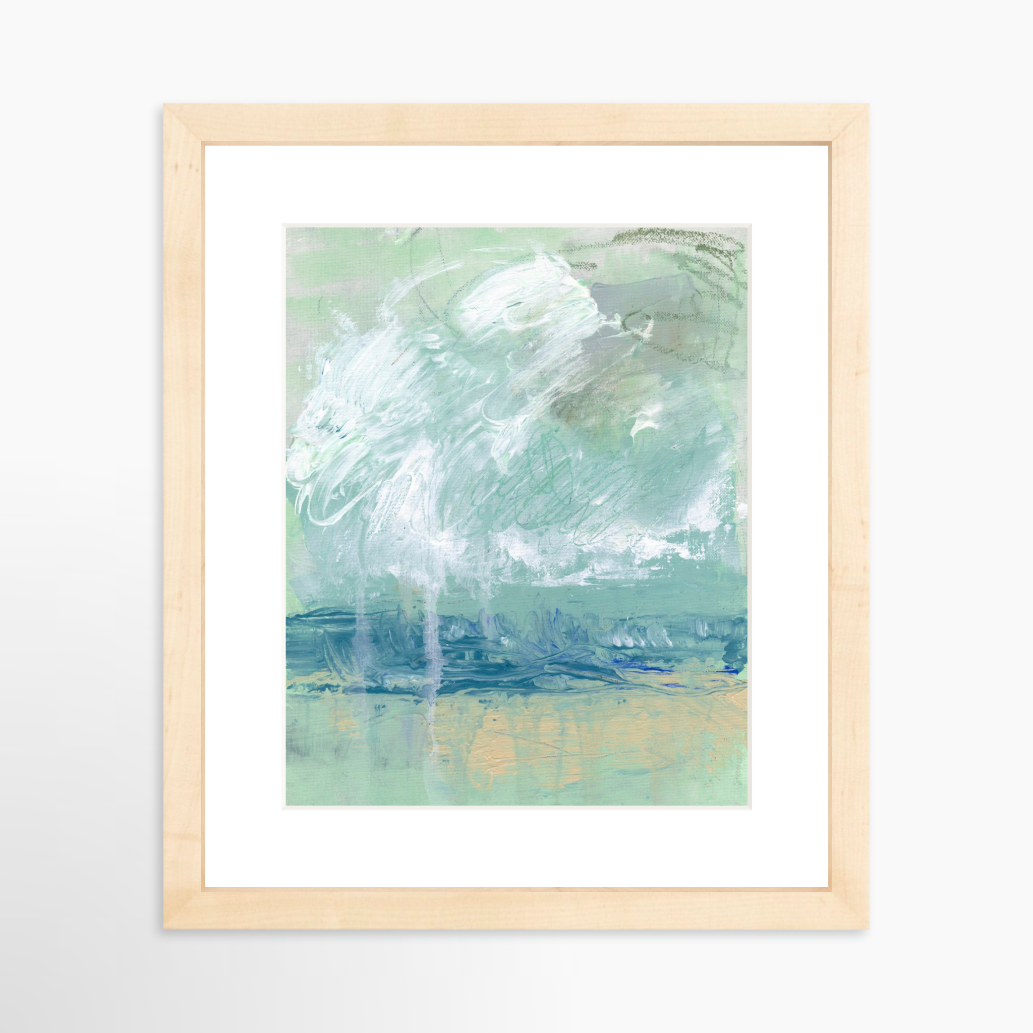 8x10 / Natural Frame + White Mat