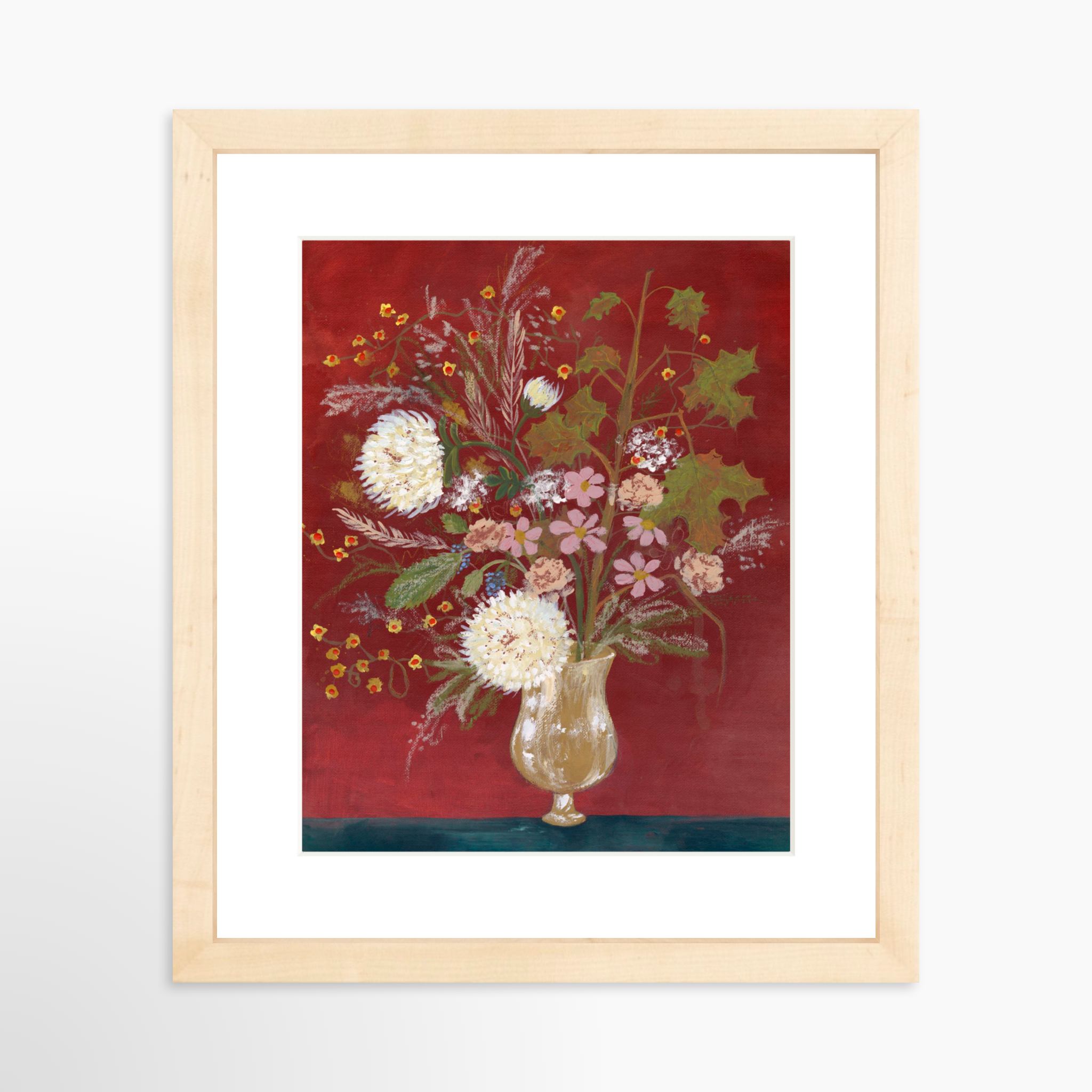 8x10 / Natural Frame + White Mat