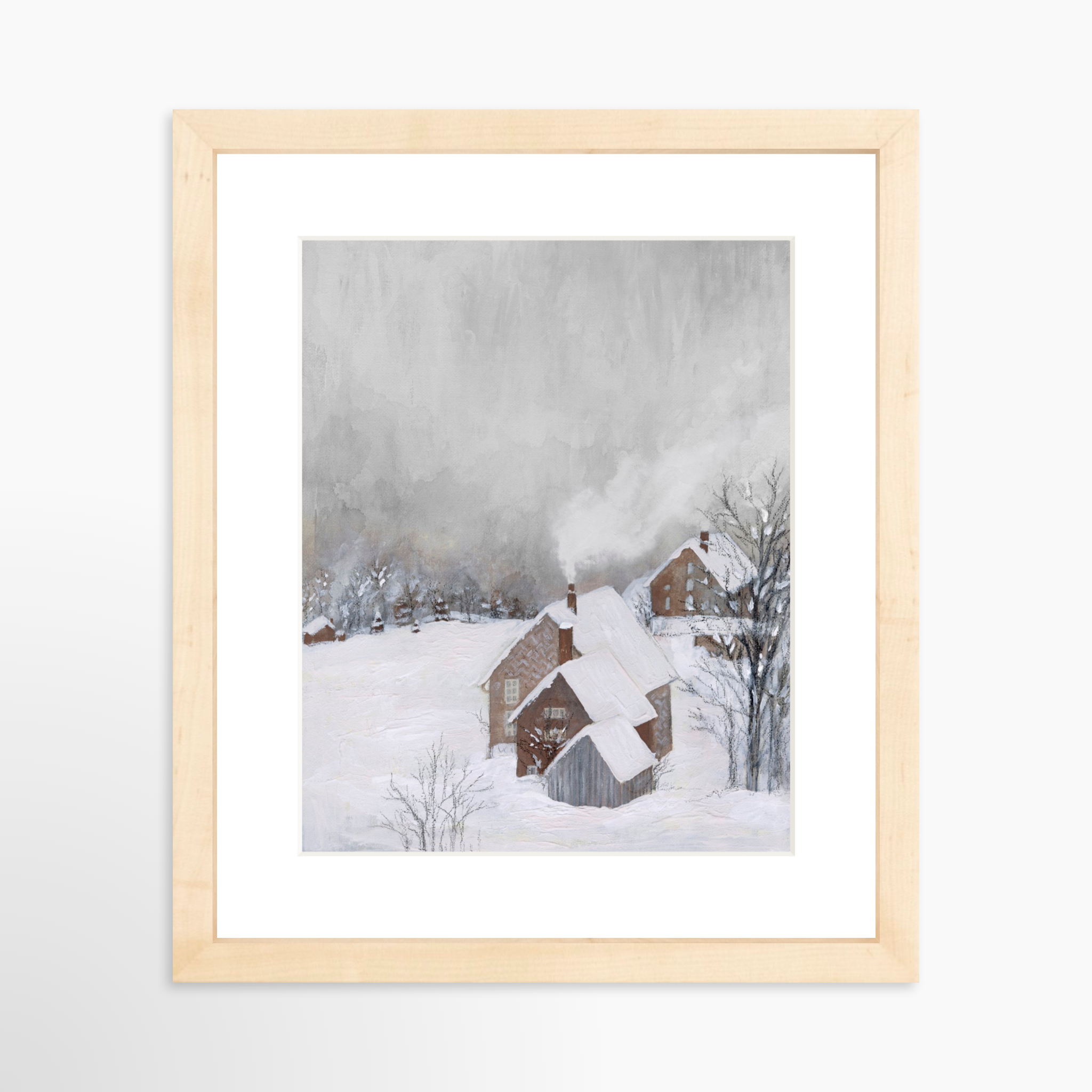 8x10 / Natural Frame + White Mat