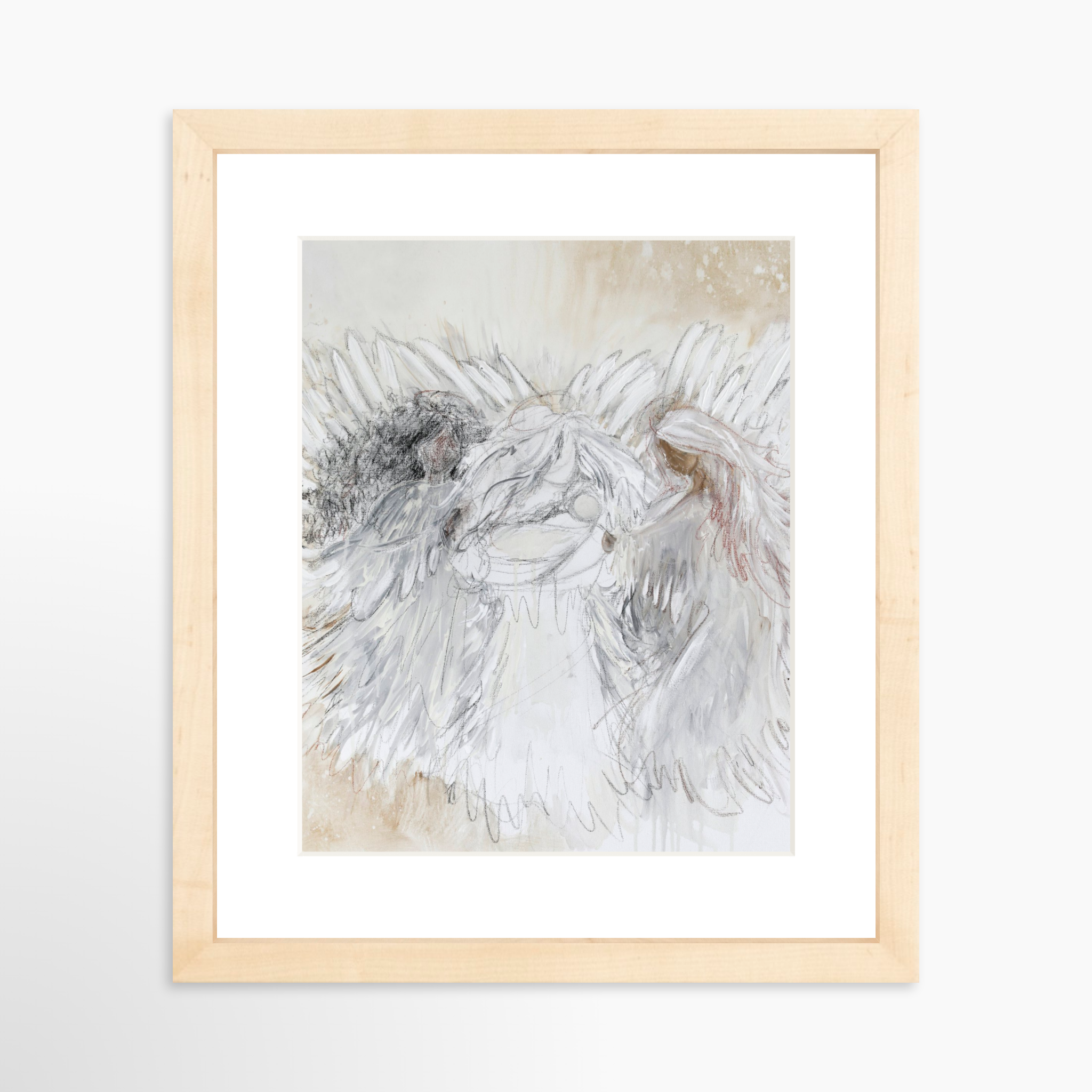 8x10 / Natural Frame + White Mat