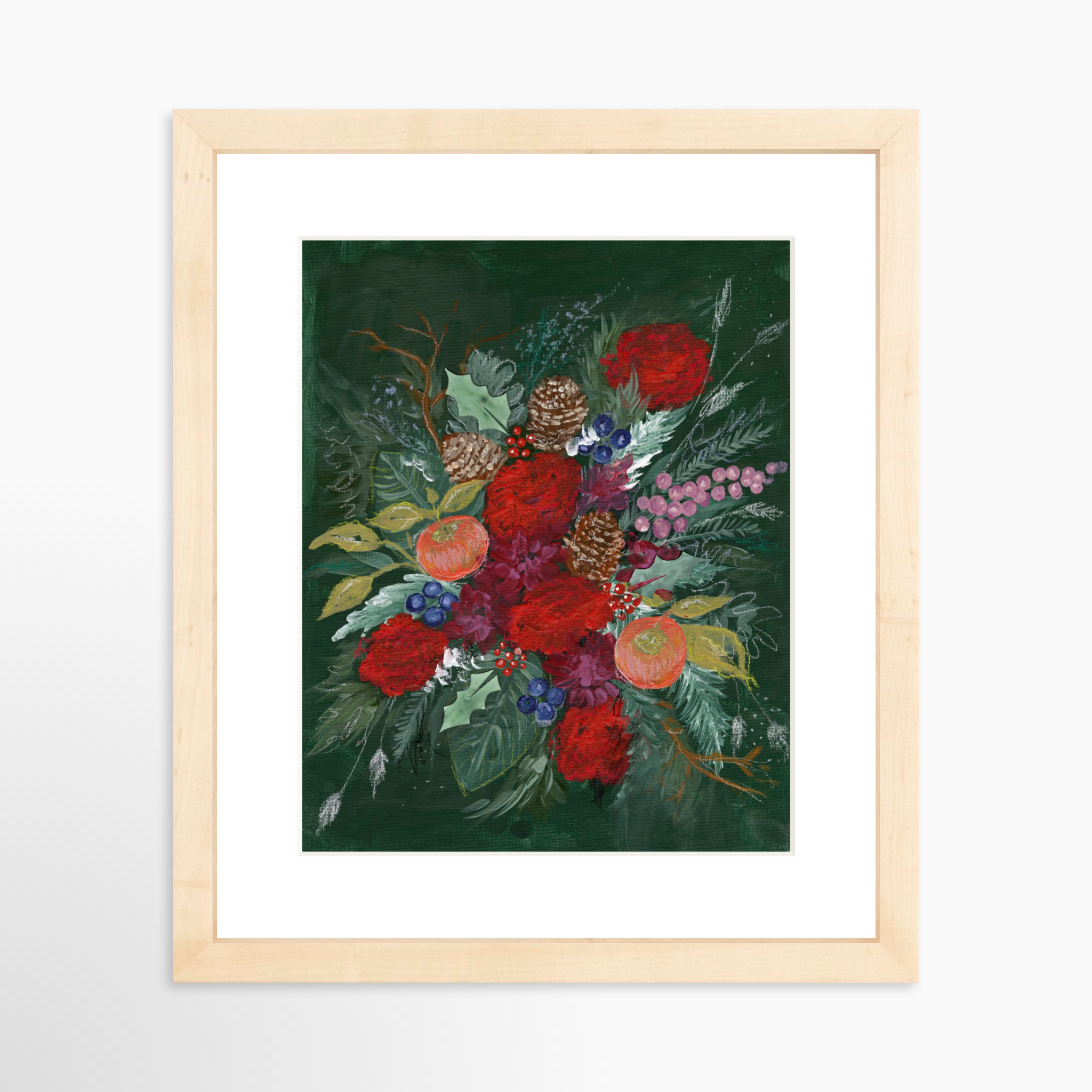 8x10 / Natural Frame + White Mat