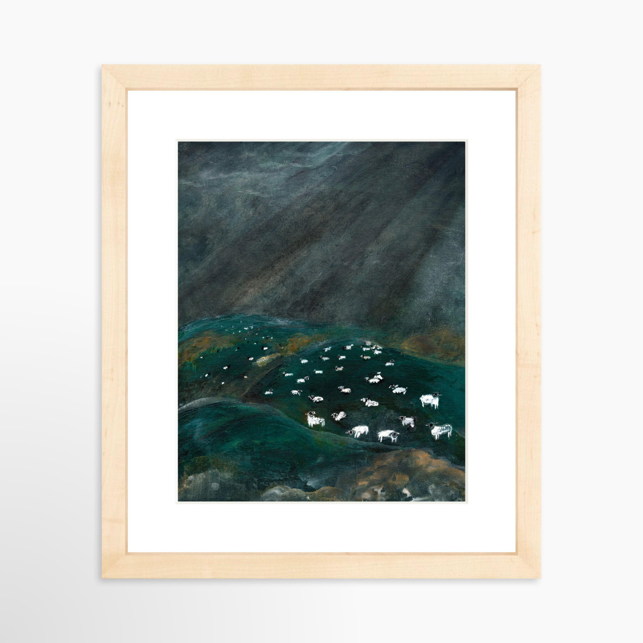 8x10 / Natural Frame + White Mat