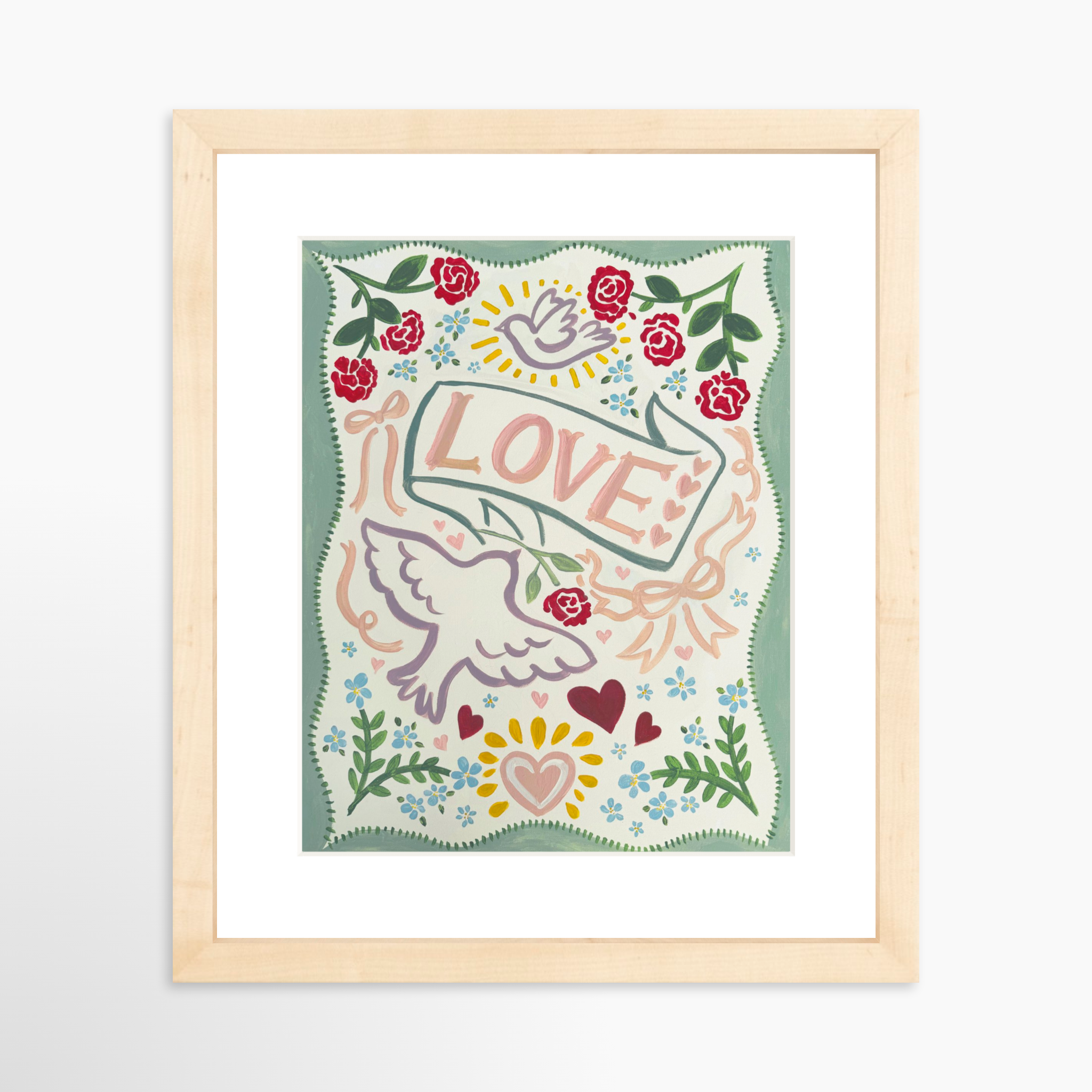 8x10 / Natural Frame + White Mat