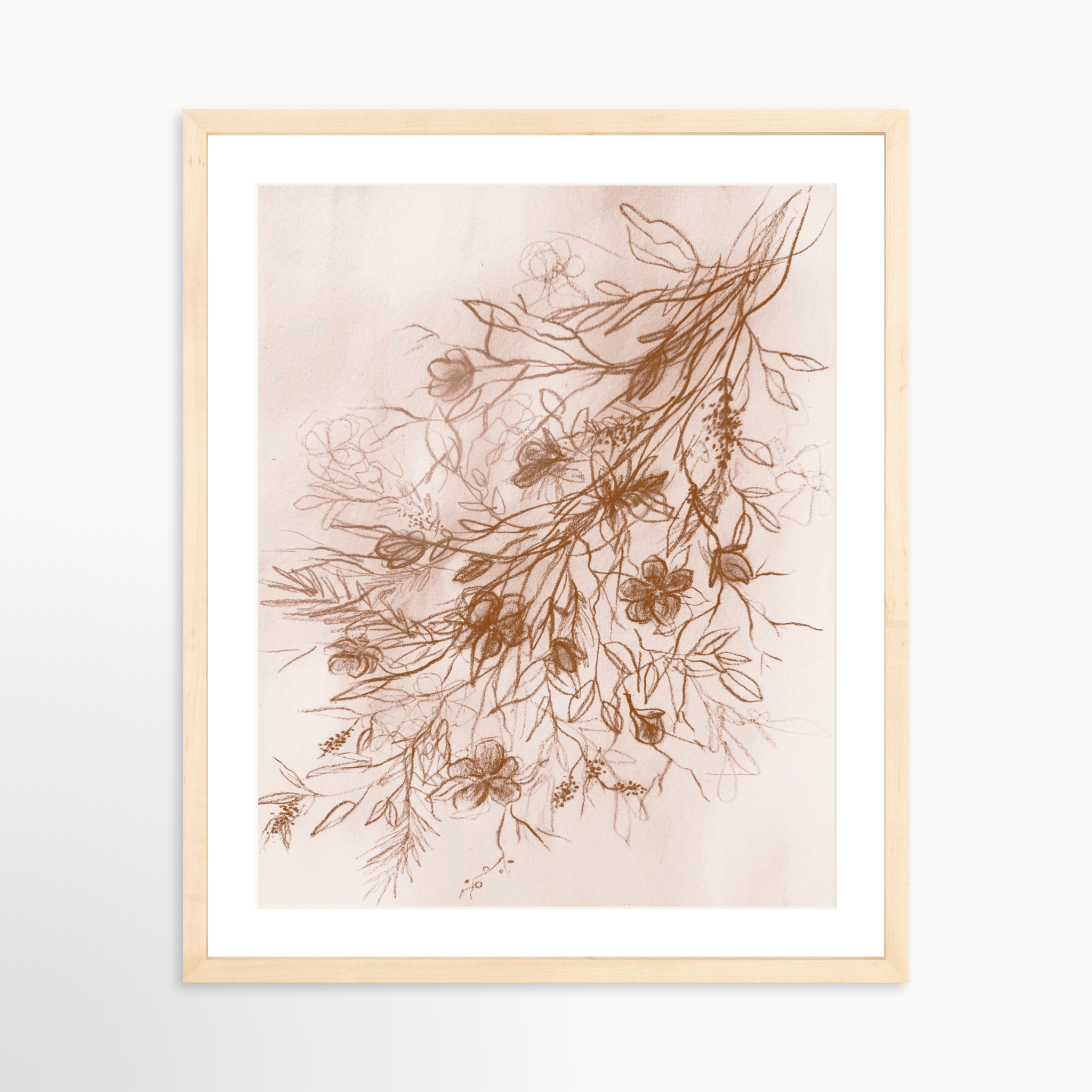 16x20 / Natural Frame + White Mat