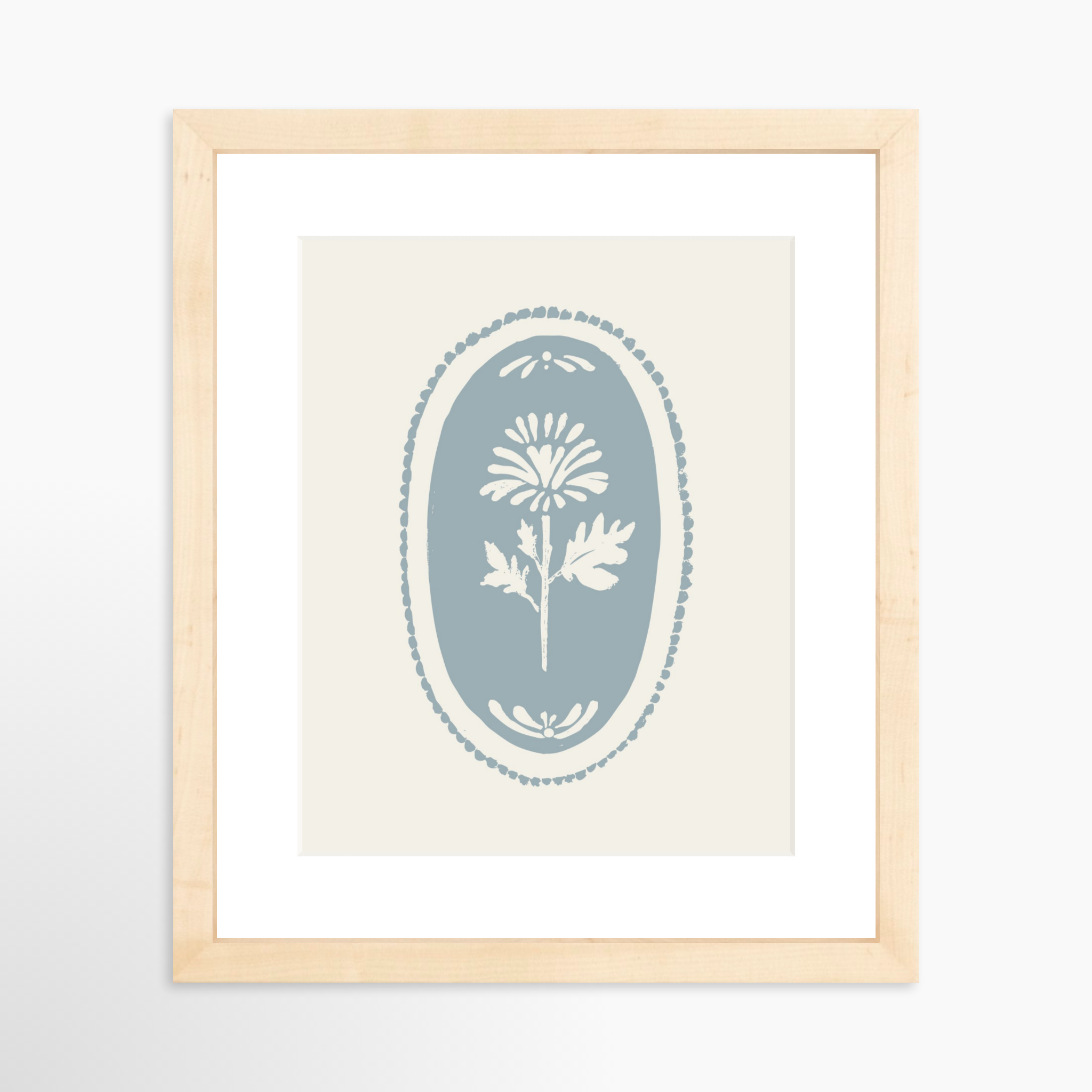 8x10 / Natural Frame + White Mat