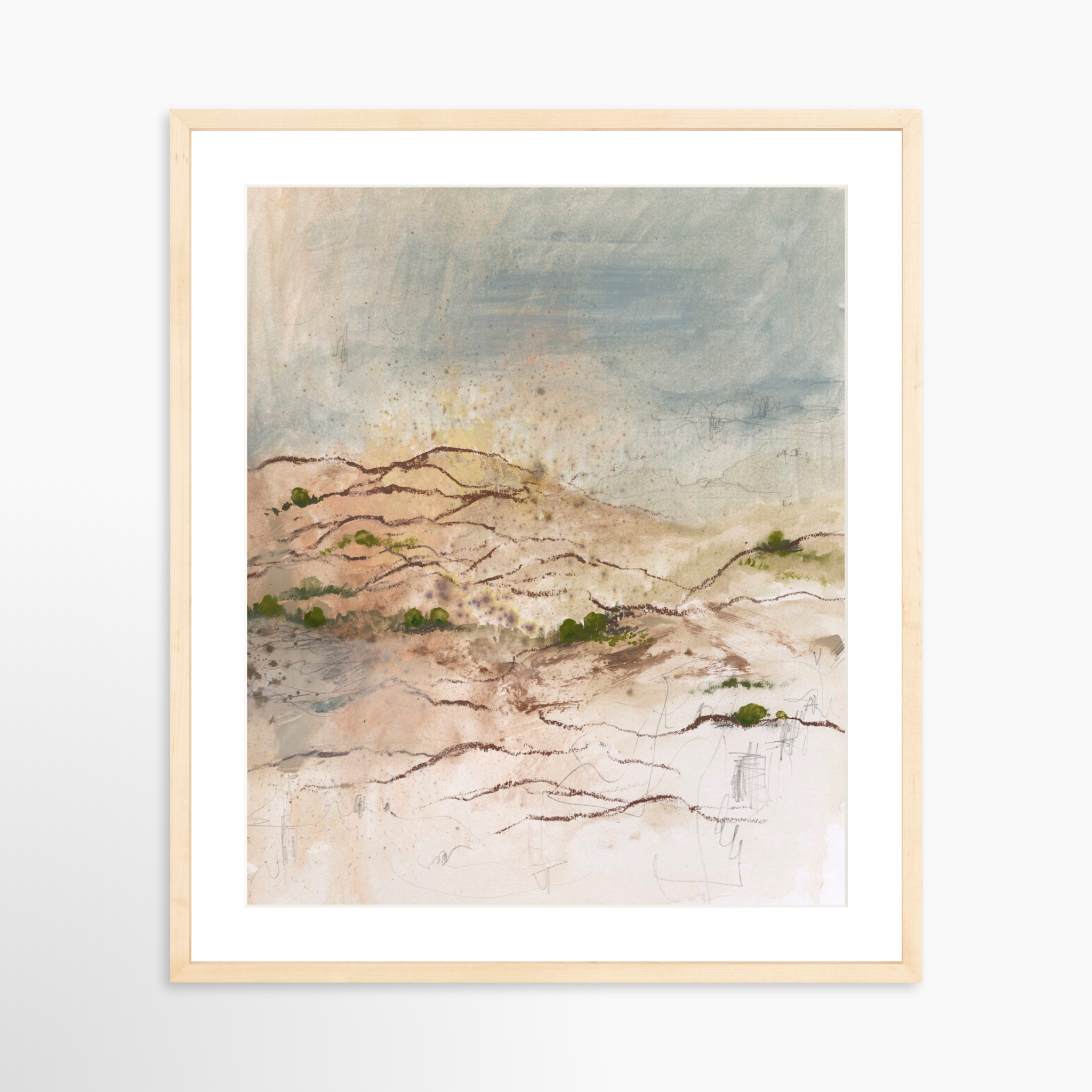 20x25 / Natural Frame + White Mat