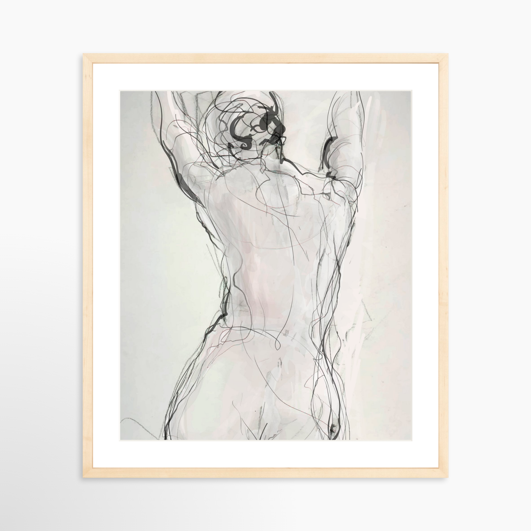 20x25 / Natural Frame + White Mat