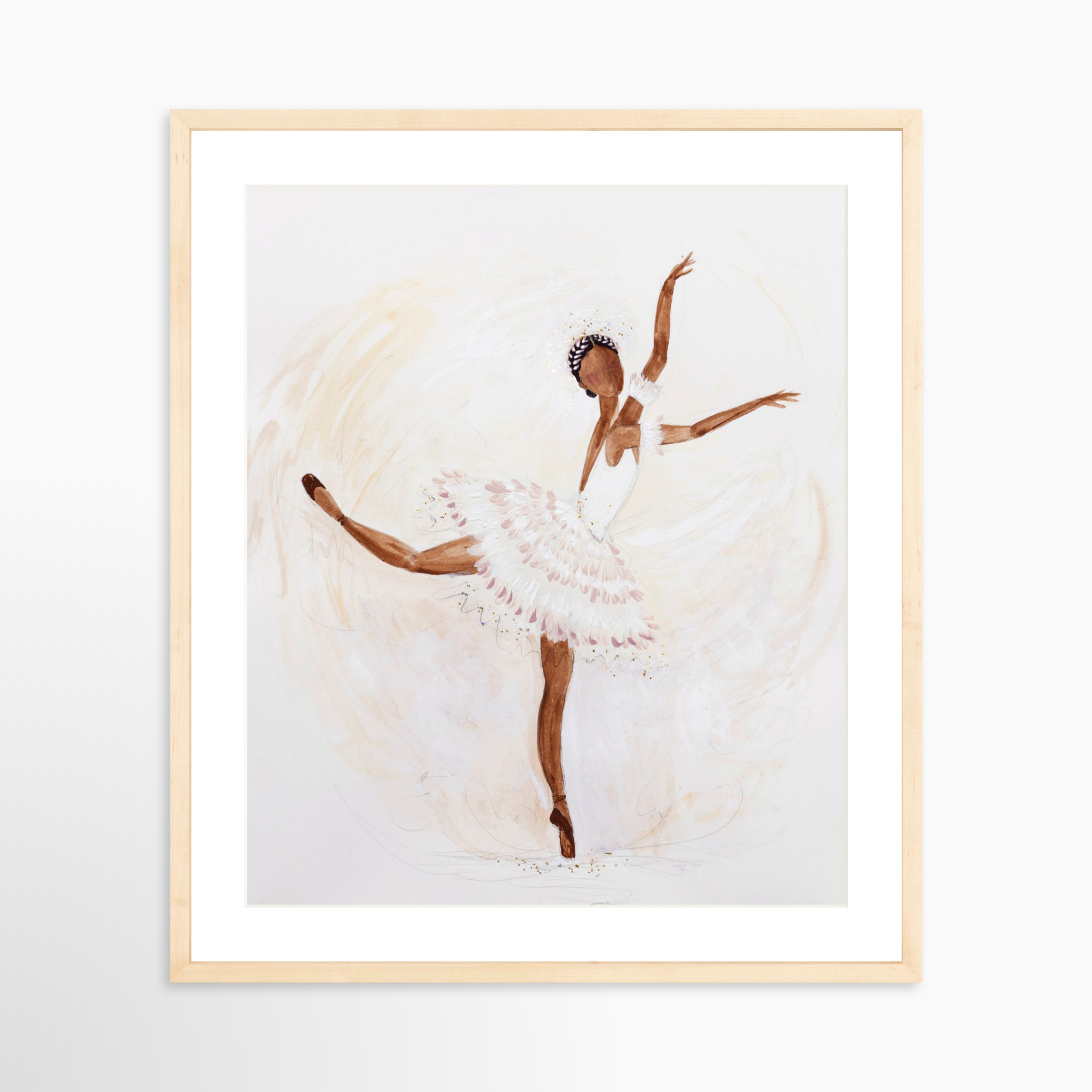 20x25 / Natural Frame + White Mat