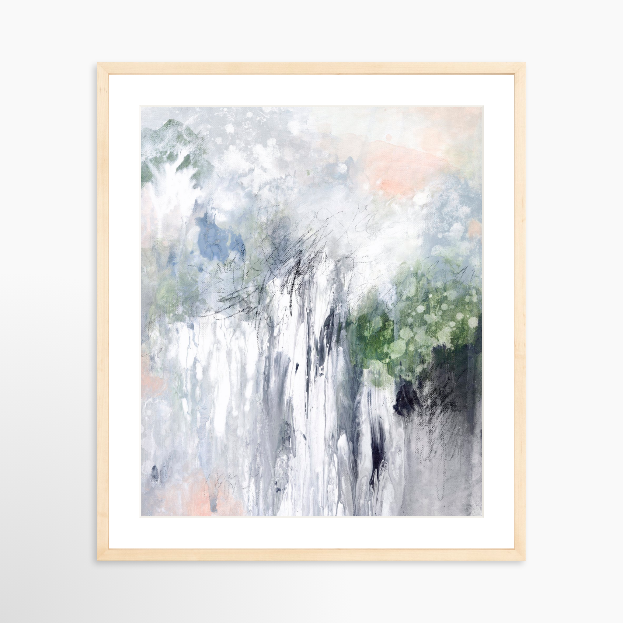 20x25 / Natural Frame + White Mat