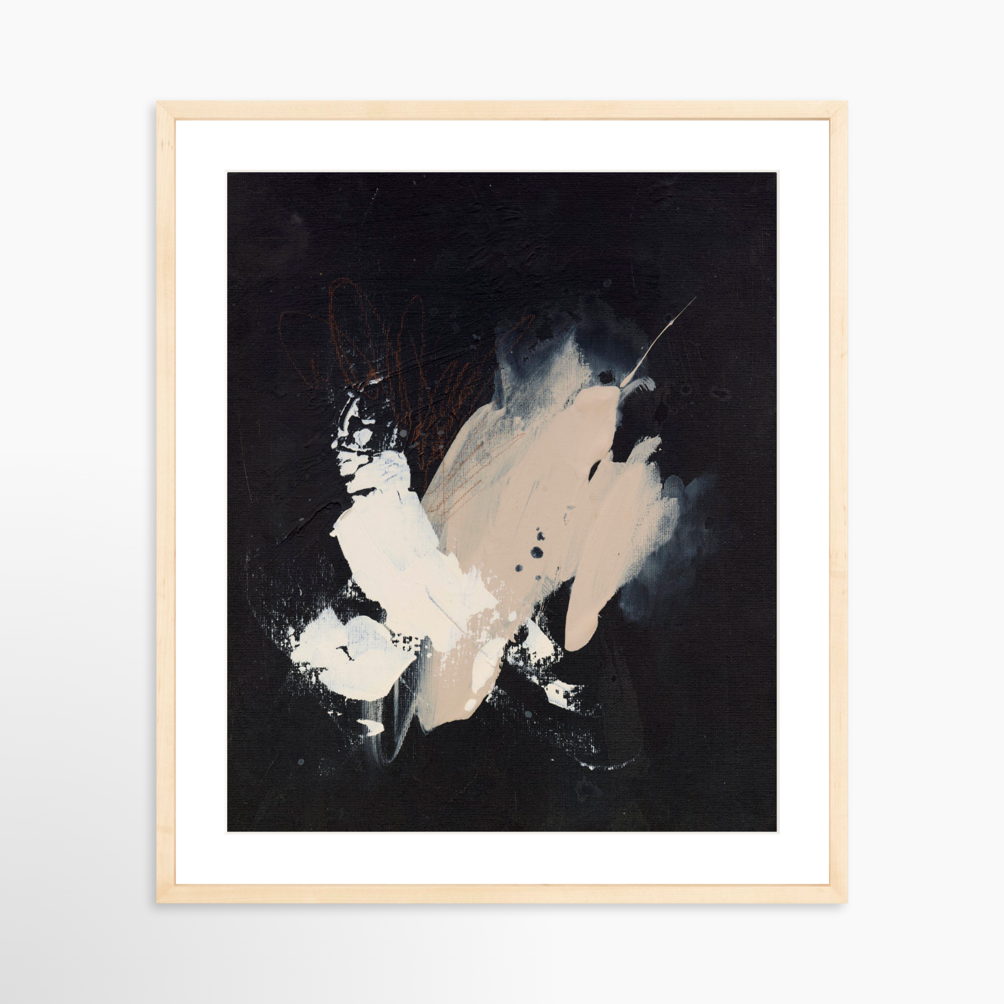 20x25 / Natural Frame + White Mat