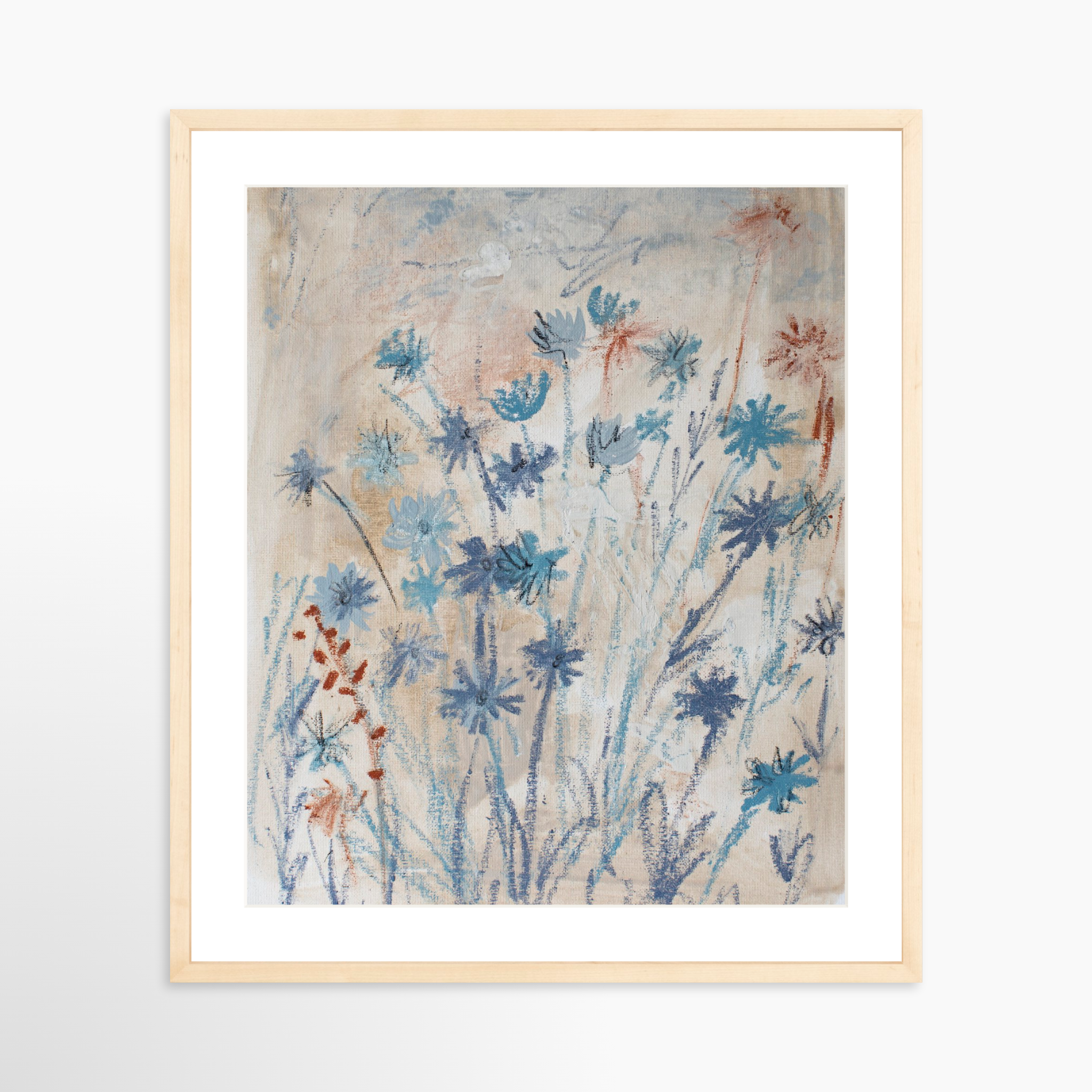 20x25 / Natural Frame + White Mat