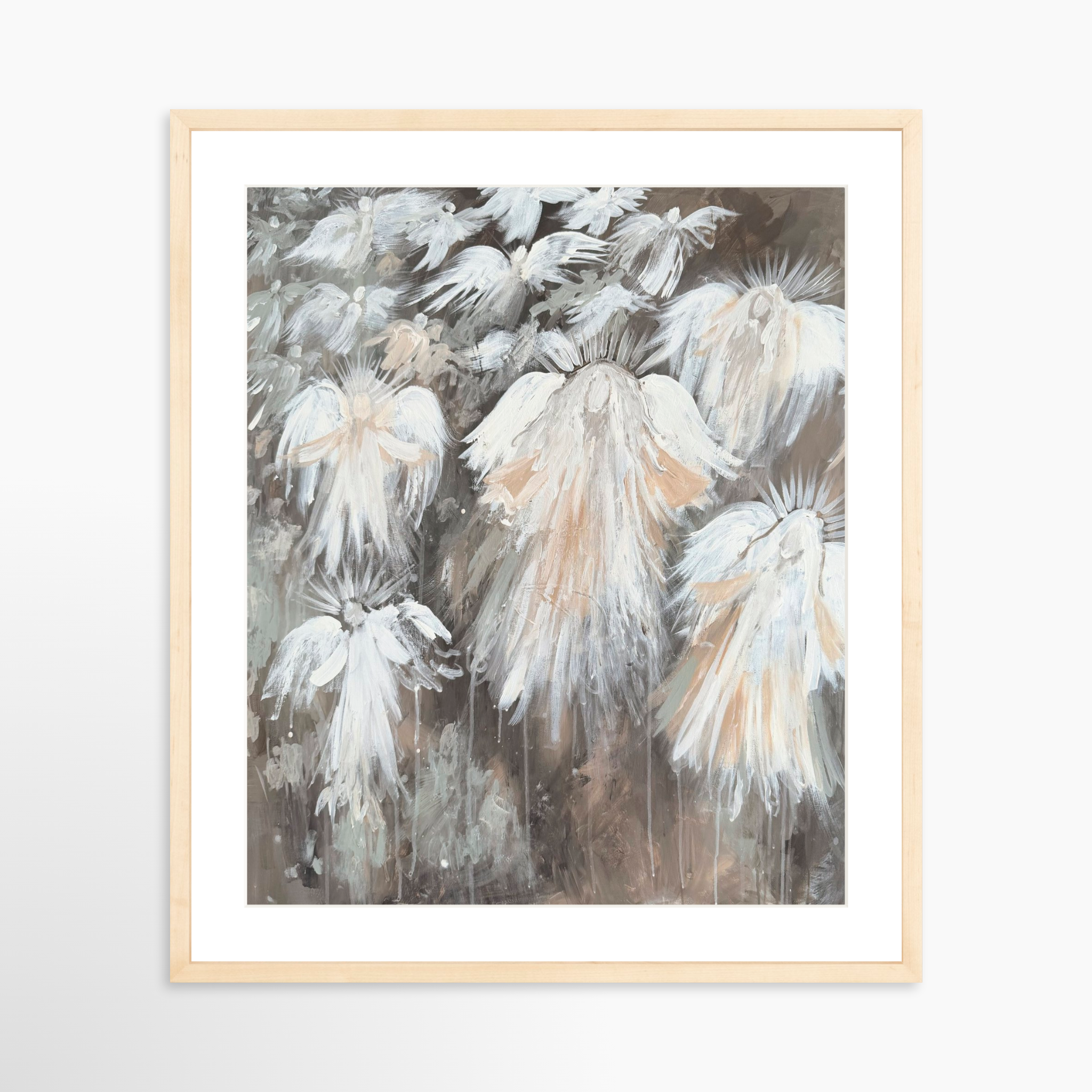 20x25 / Natural Frame + White Mat