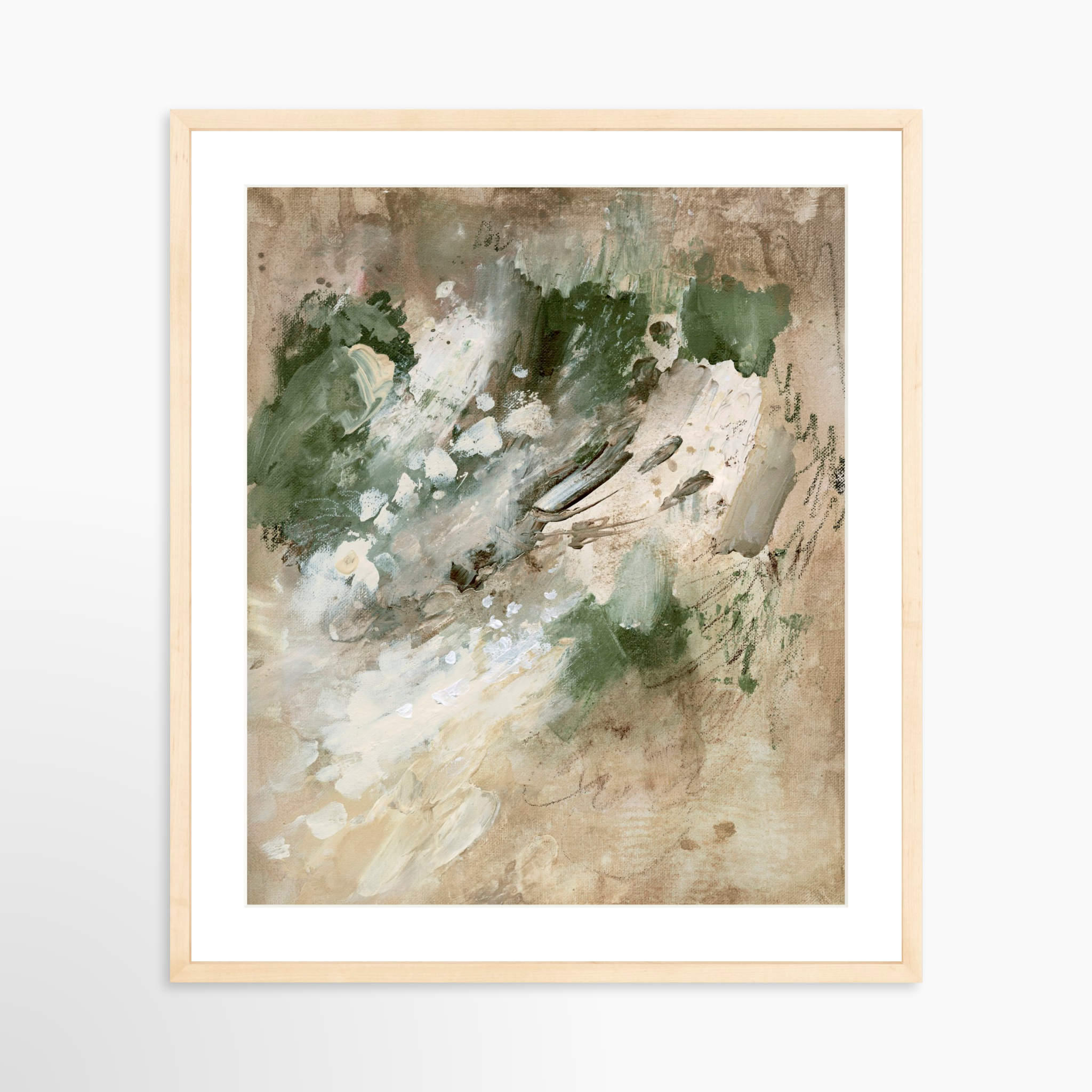 20x25 / Natural Frame + White Mat