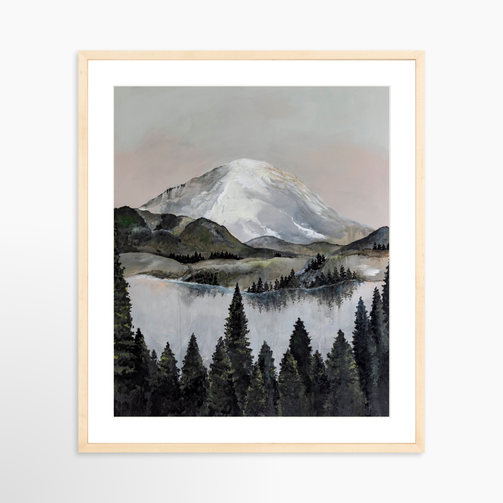 20x25 / Natural Frame + White Mat