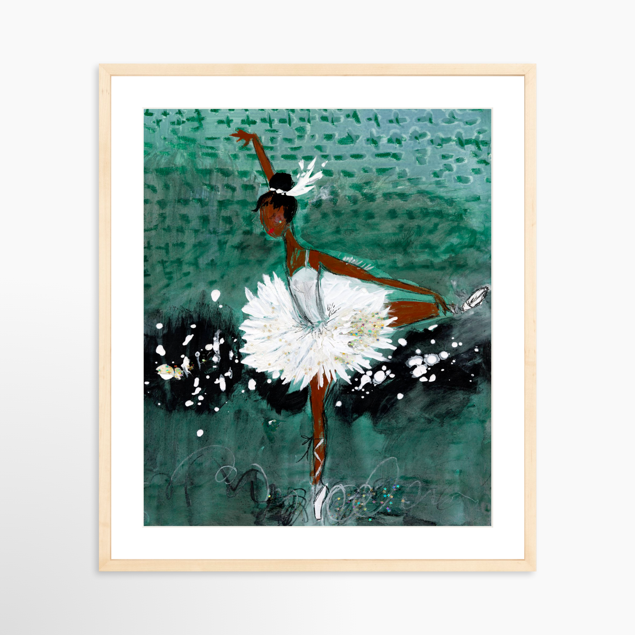 20x25 / Natural Frame + White Mat