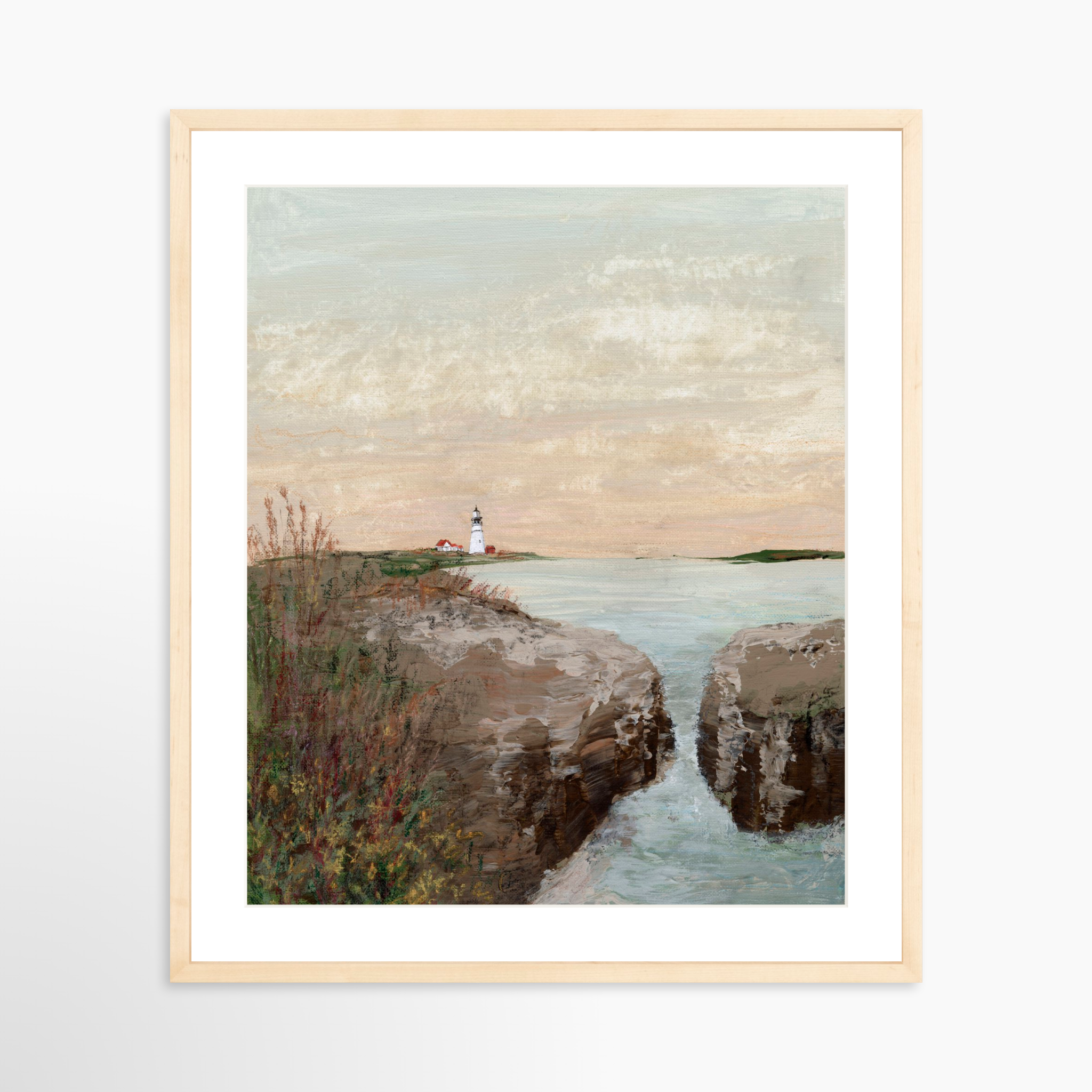 20x25 / Natural Frame + White Mat